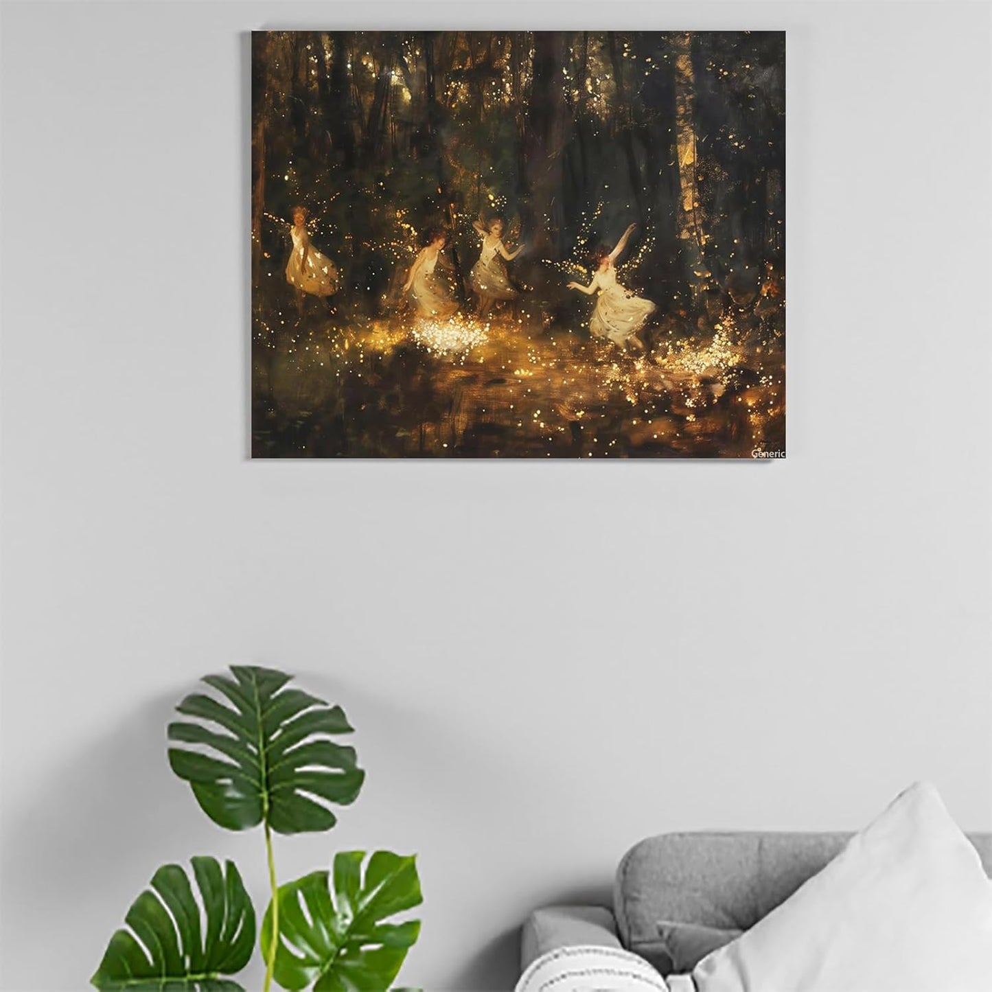 Fairies Vintage Wall Art, Fae Witchy Moody Wall Art, Dark Rustic Style Wall Decor, Whimsical Aesthetic Room Decor Ready to Hang Framed, 8X10inch