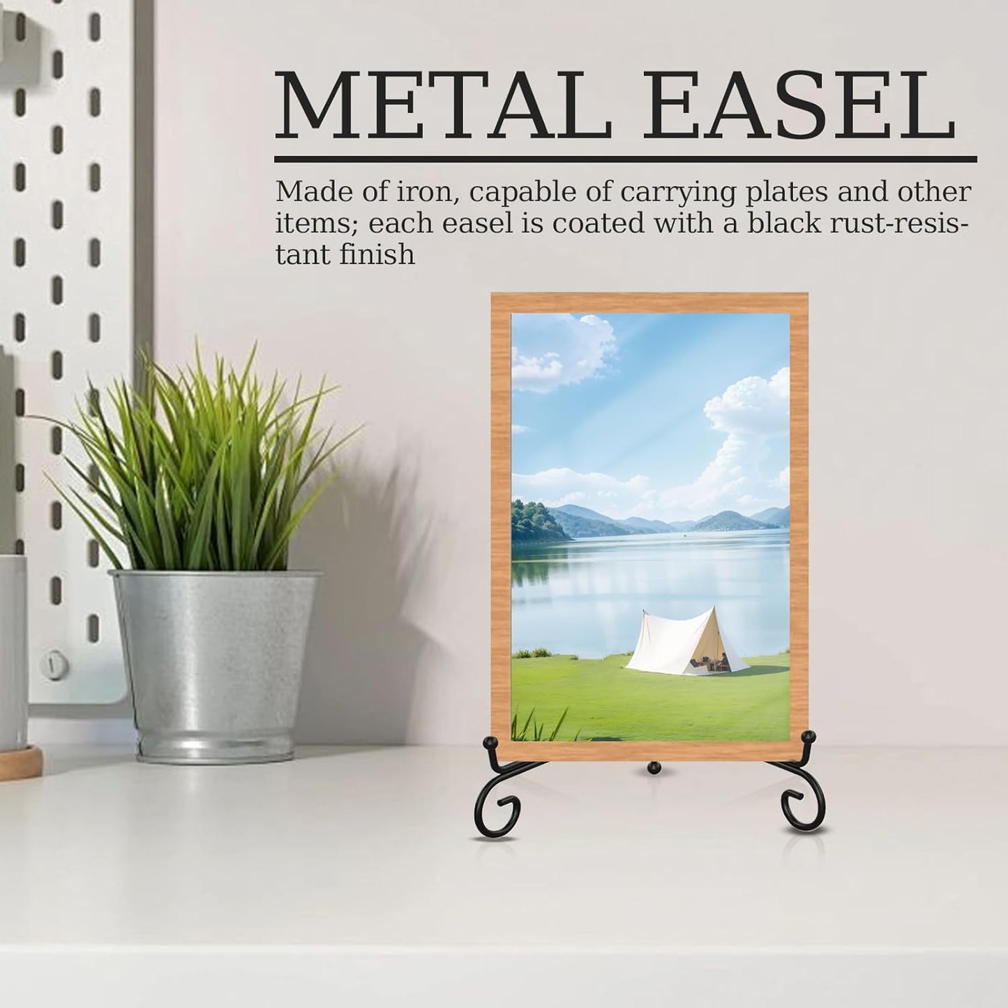 Plate Easels for Display - Metal Decorative Set of 4 Plate Stands, with 5 Inch Tabletop Holders, Tripod Easels with Sturdy Design, Pictures, Plates, Photos, Home Decoration for Books Art