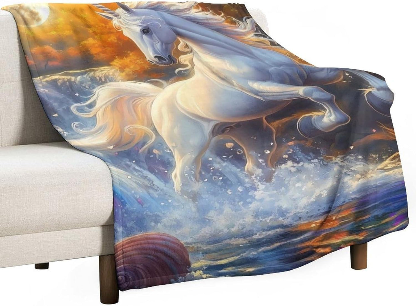 Un-icorn Throw Blanket for Couch Bed Plush Cozy Fuzzy Flannel Blanket for All Season 66"x90"