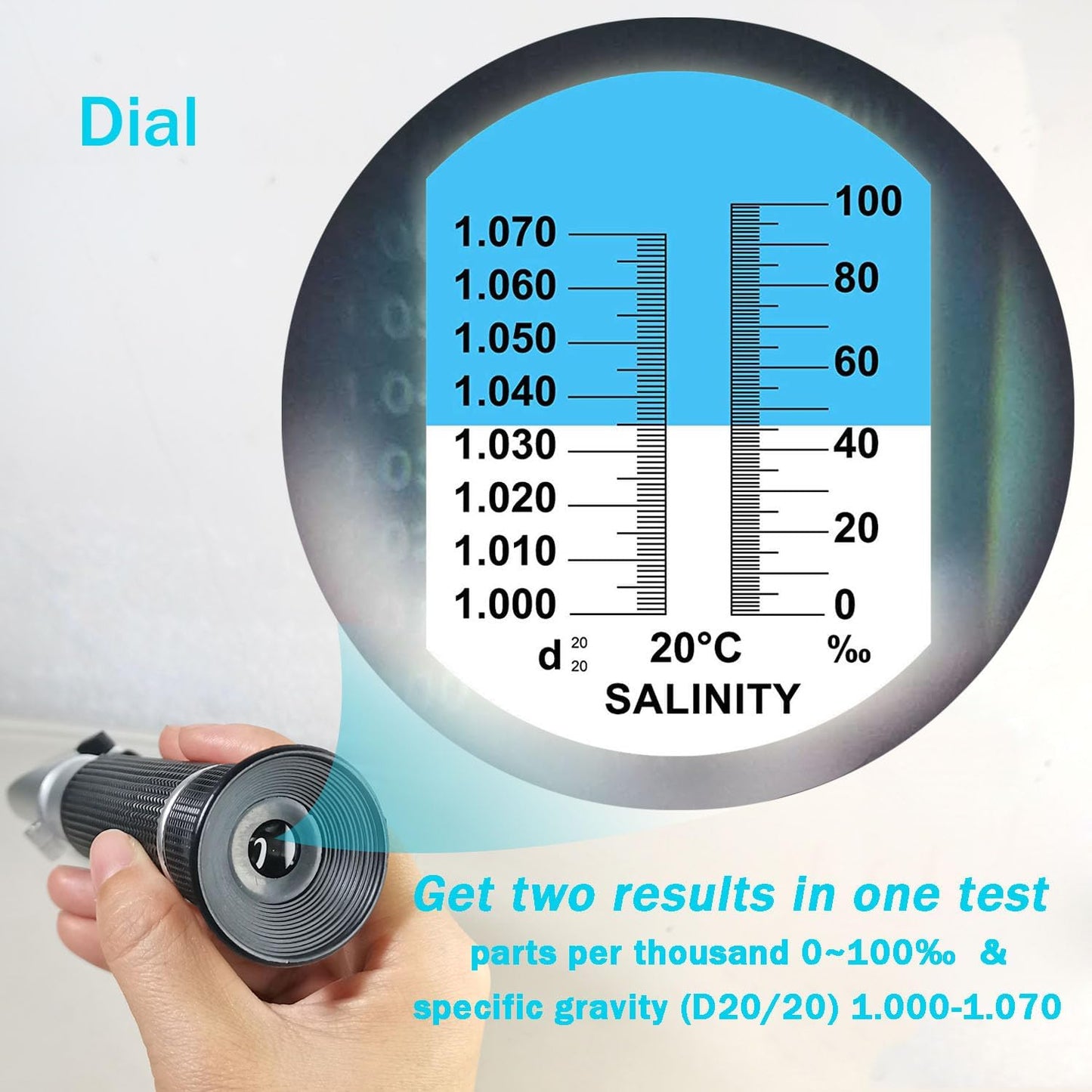 Agriculture Solutions Salinity Refractometer for Seawater and Marine Fishkeeping Aquarium 0-100 PPT with Automatic Temperature Compensation