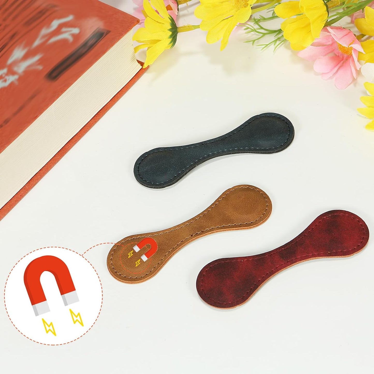 Magnetic Bookmarks，Magnetic Leather Bookmark，Magnetic Bookmarks for Women，Gifts for Women, Book Lovers, Family, Friends, Kids, Readers