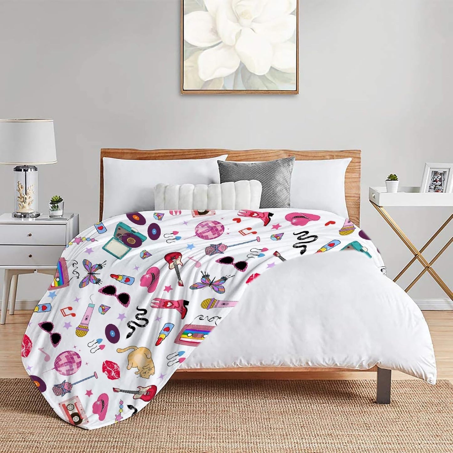 Blanket Women Gifts Super Soft Throws Lightweight Comfy Sheet Fuzzy Plush Bedding Quilt Fleece Blankets for Sofa Chair Couch 80"x60" Twin