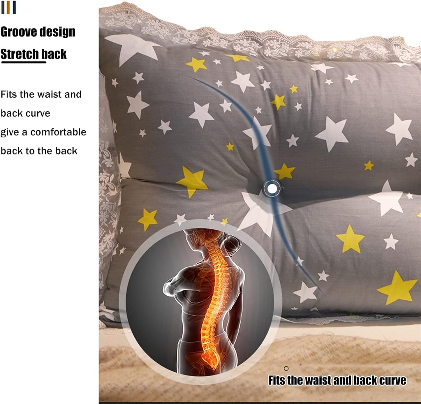 Headboard Backrest Reading Cushion,Backrest Cushy Bed Wedge Pillow, Lumbar Waist Pad for Sofa Bed Day Bed Bunk Bed（Length:100cm-200cm (Color : Grey, Size : 20050CM)