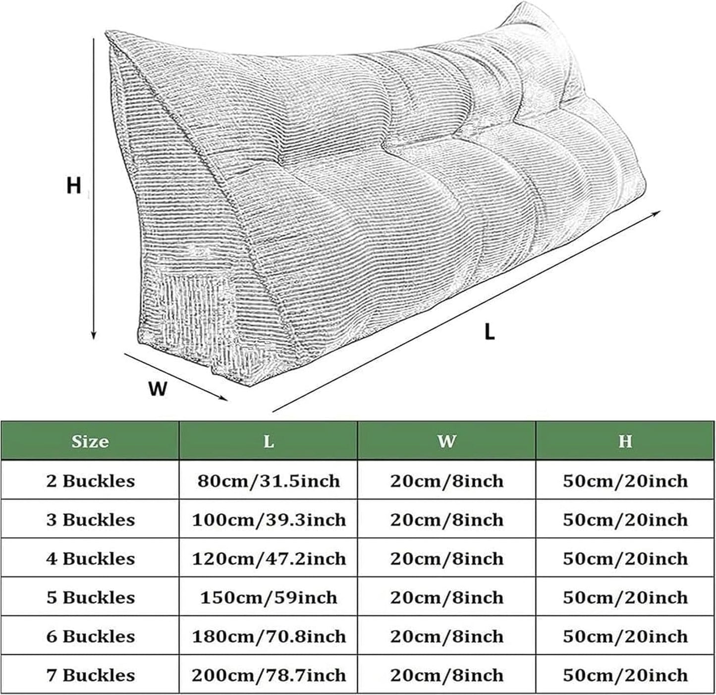 Triangular Headboard Pillow, Sofa Bed/Sofa Queen Reading Pillow, Bed Side Cushion, Large Back Lumbar Pillow with Removable Dimple, Triangular Sit Up Support Positioner with Pockets, Light Gray