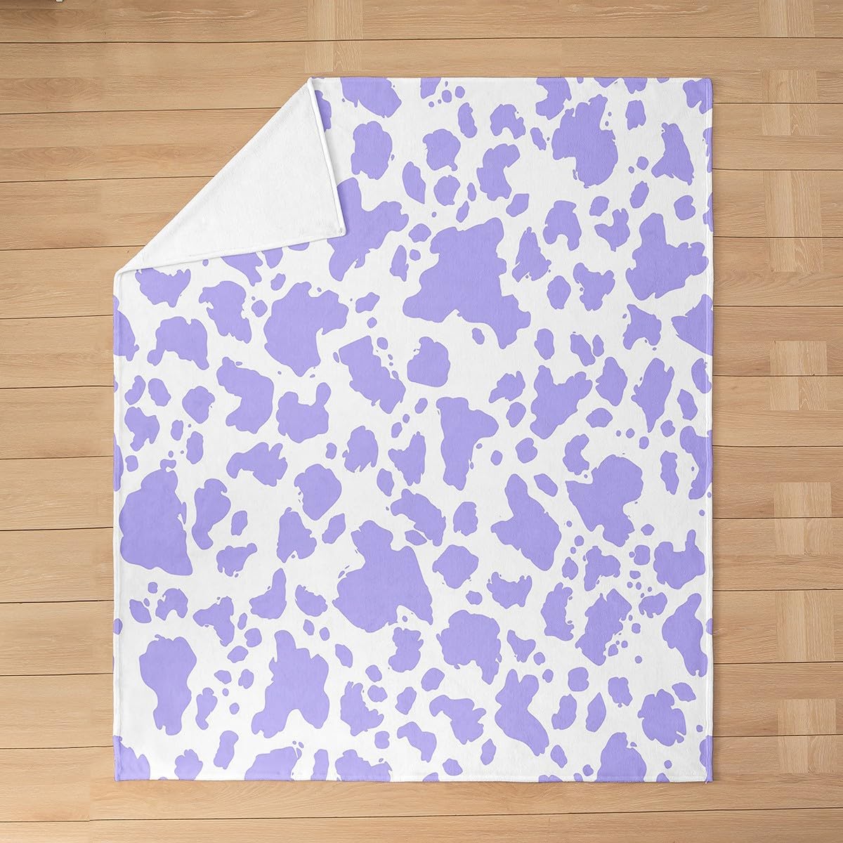 Feelyou Cow Print Plush Throw Blanket Throw 50"x60" Kids Purple White Flannel Fleece Blanket for Sofa Couch Boys Girls Teens Cartoon Milk Cow All Season for Bed Animal Farmhouse