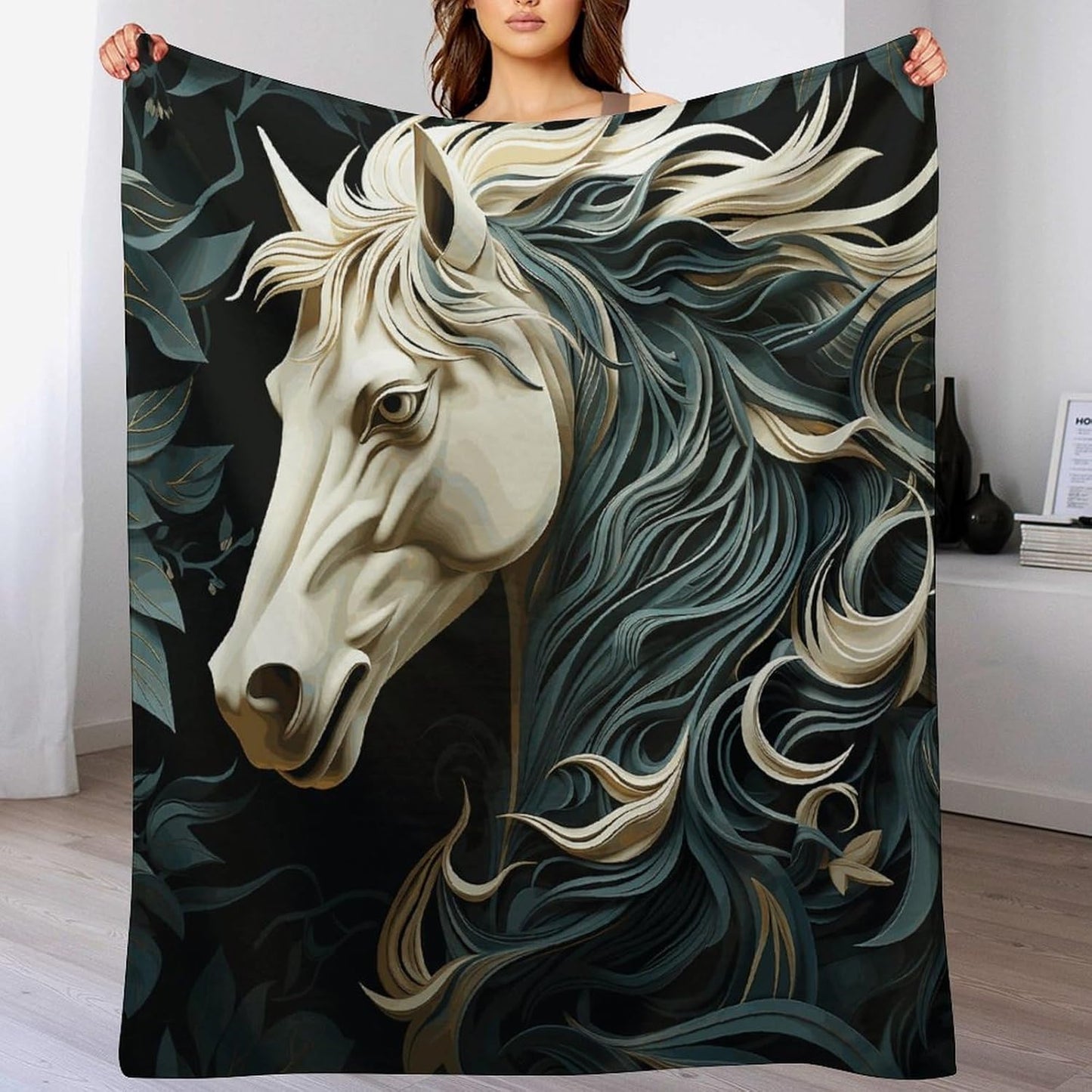 Horse Pattern Throw Blanket for Couch Super Soft Warm Lightweight Throw Blankets Cozy Flannel Bed Blanket Cute Decorative Blankets for All Seasons Home Decor Gift 50"*60"（130 * 150cm）