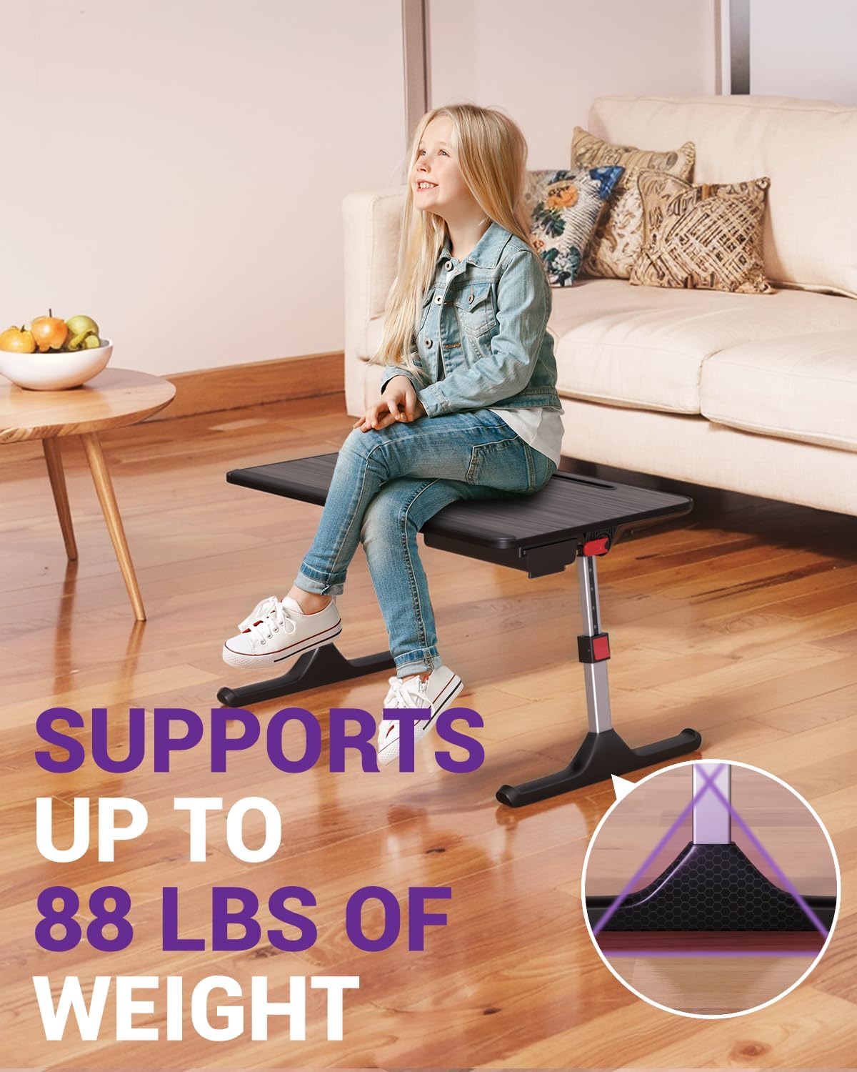 NEARPOW Laptop Desk for Bed, Adjustable Foldable Bed Table Lap Desk, Computer Tray Laptop Stand with Book Stand,Wrist Rest, Storage Drawer Foldable Lap Desk for Adults Kids Writing Work Study Couch