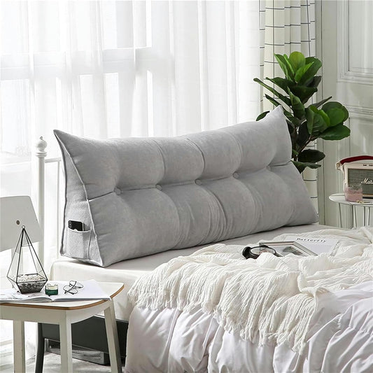 Soft Triangular Wedge Pillow Positioning Support Reading Backrest Cushion with Removable Cover, Comfortable Bed Rest Reading Wedge Headboard Backrest Tufted Pillow