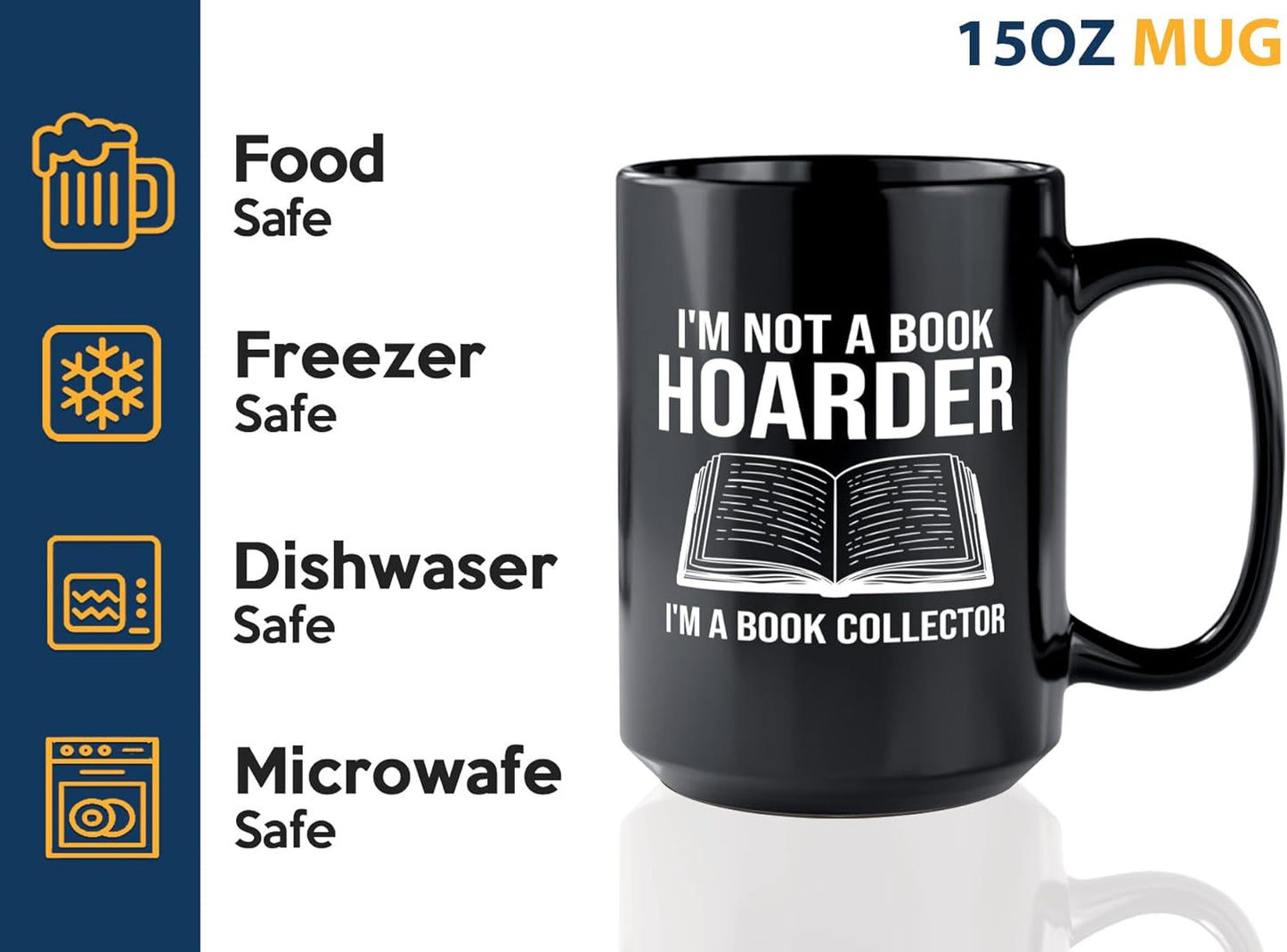 Book Lover Coffee Mug 15oz Black -Im not a - Bookworm Literature Library Book Lover Reader Booked Editor Intellectual Studious