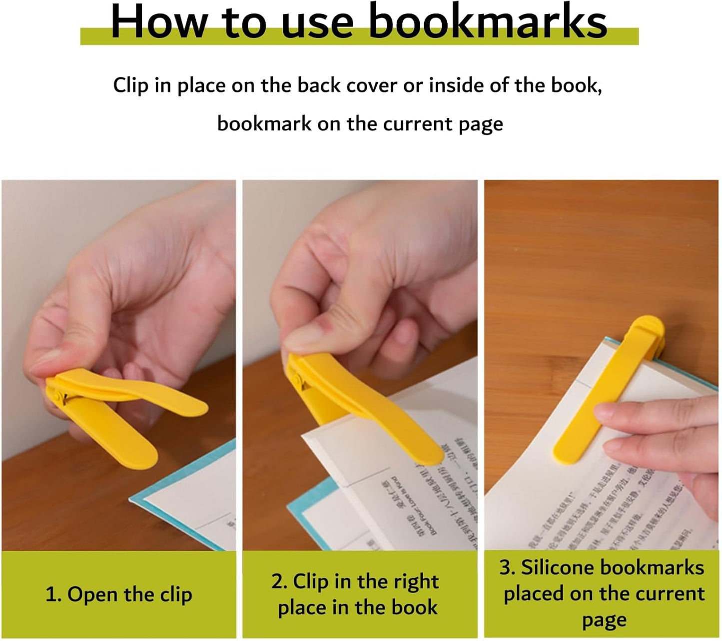 3pcs Silicone Automatic Bookmarks, Book Lovers Gifts for Reading Women, Men, Kids, Readers, Unique Cute Book Page Holder Accessories, Stay in Place and Follow as You Read