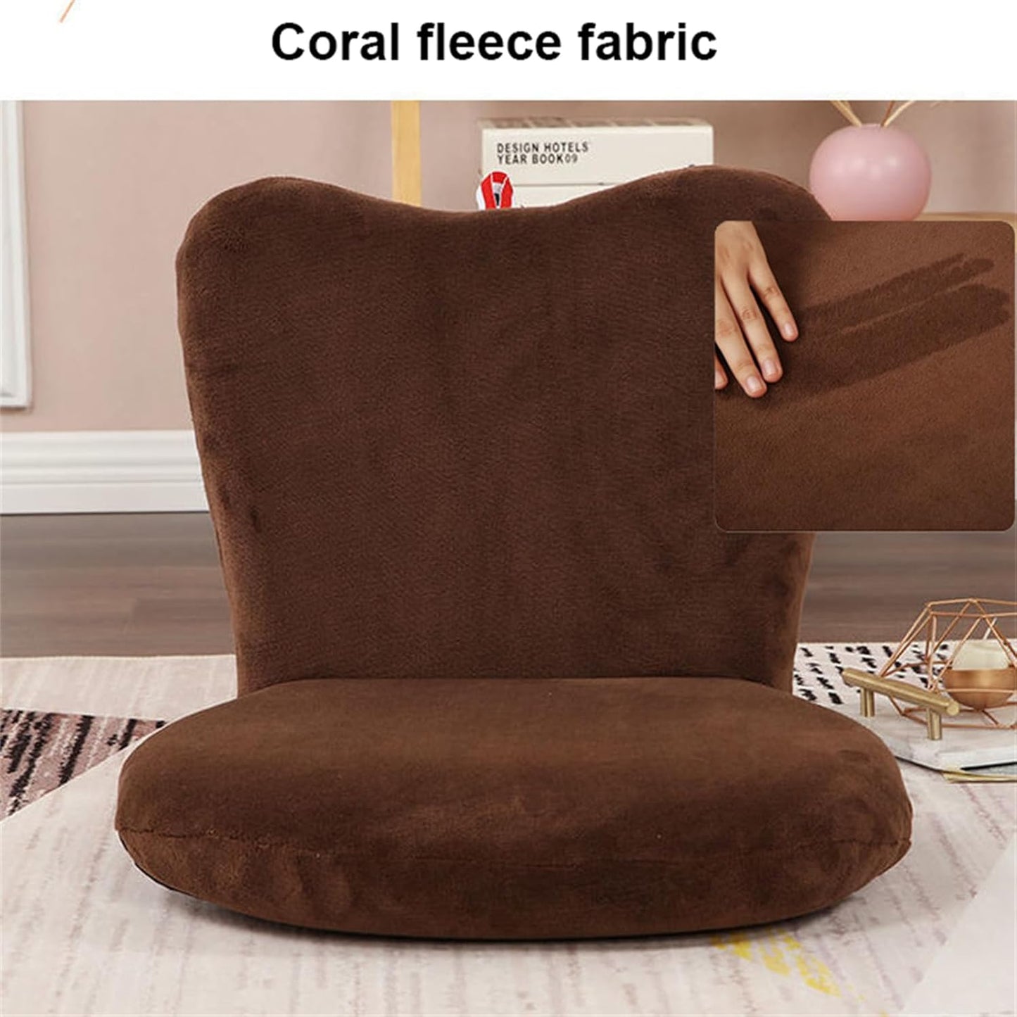 Floor Chair with Back Support Meditation Floor Seating Lazy Sofa Chair Portable Floor Chair Ergonomic Lounger Sofa for Balcony Reading Bedroom Study Room,Coffee