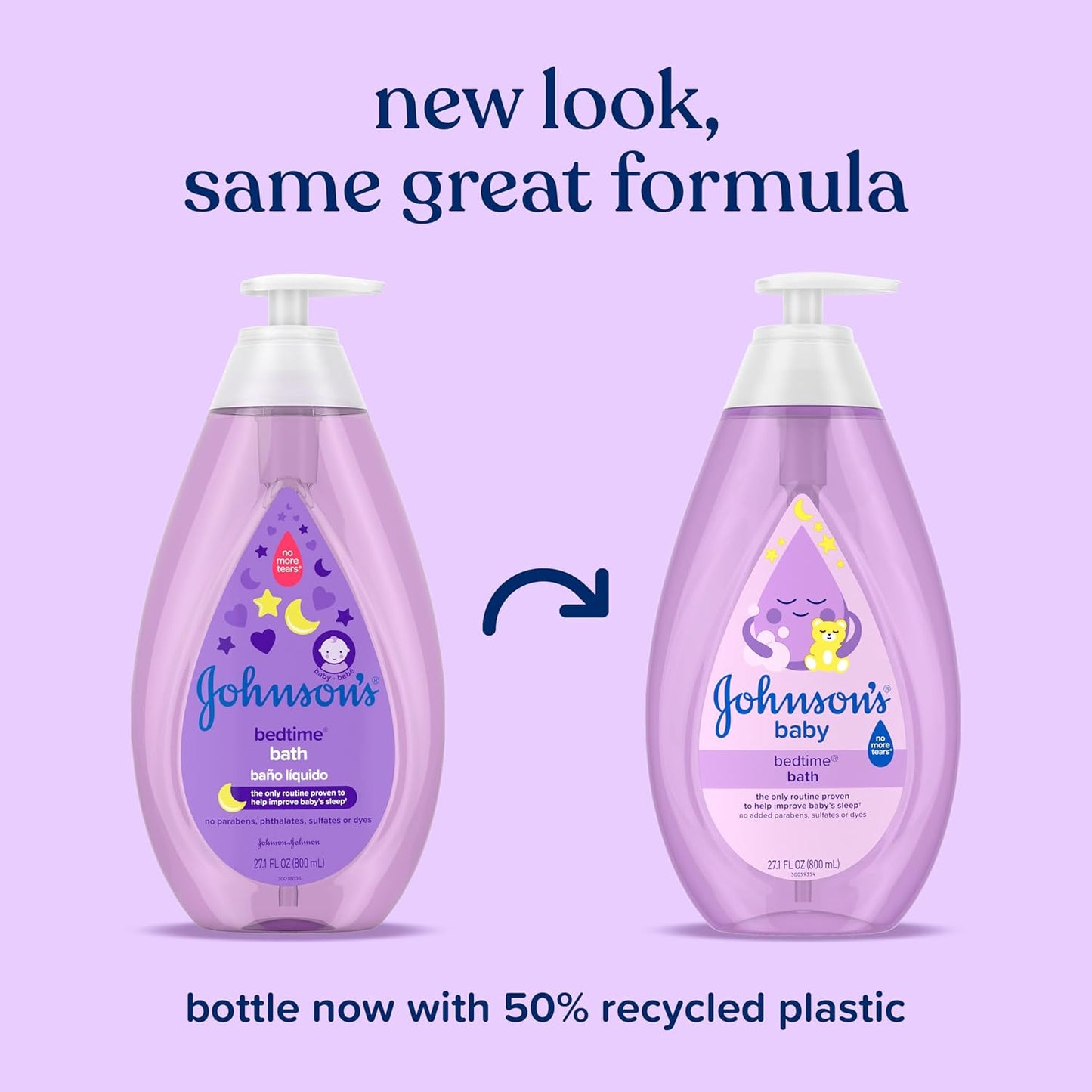Johnson's Bedtime Baby Bath with Soothing NaturalCalm Aromas, Hypoallergenic & Tear-Free Liquid Baby Bath Formula, No Added Parabens, Sulfates, Dyes, Baby Essentials, 27.1 fl. oz