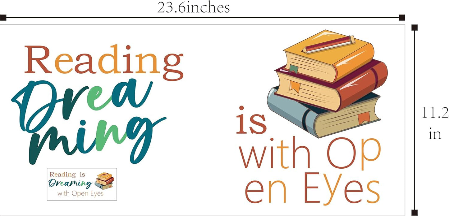 Reading Wall Decals for Kid's Room, Reading is Dreaming with Open Eyes Wall Stickers,Motivational Quotes Inspirational Saying Read Vinyl Wall Art for Classroom School Kid’s Room Library