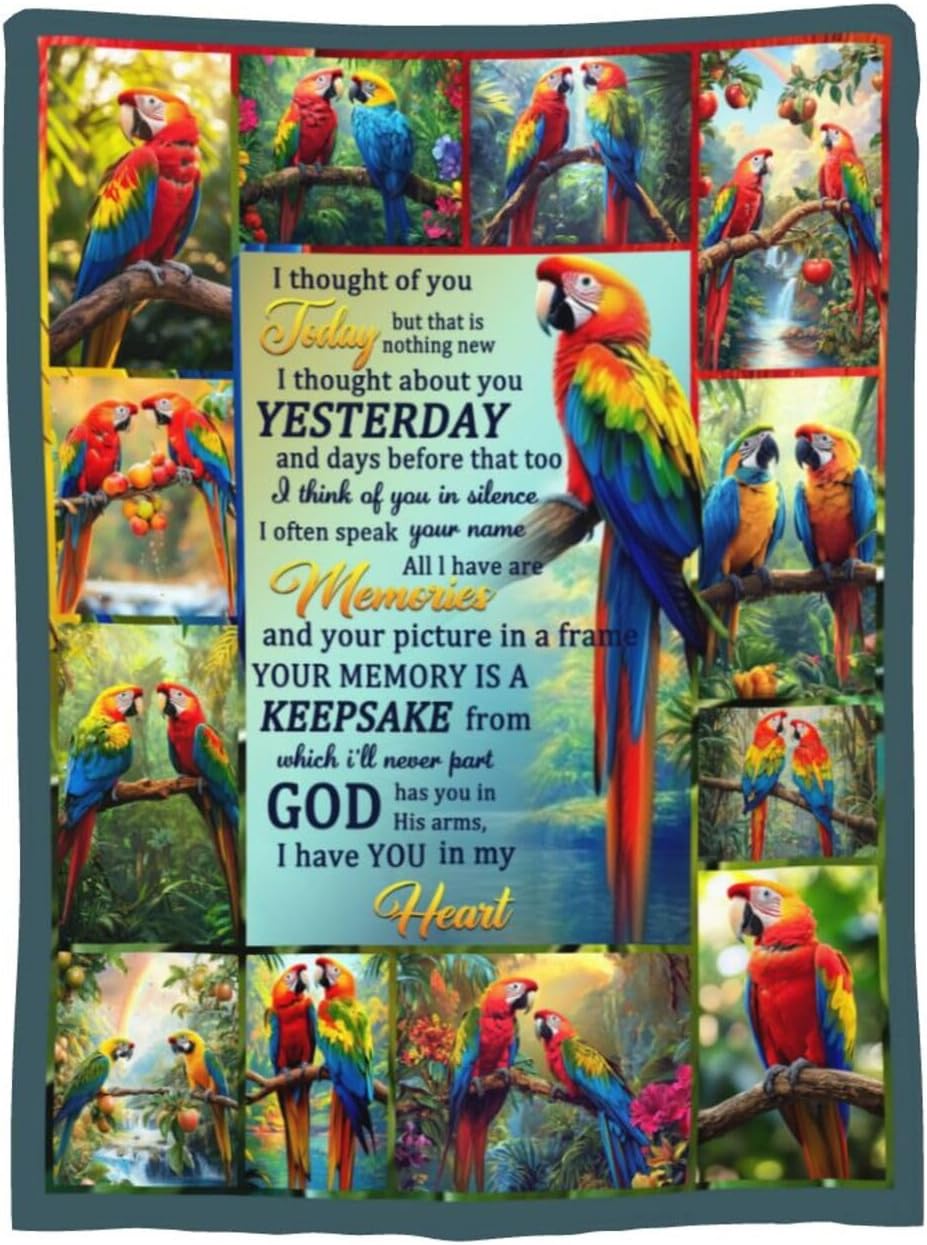 Parrot Blanket Parrots Throw Blanket Soft Cozy Warm Fuzzy Fleece Lightweight Plush Merch Animals Decor Gifts for Bird Lover Man Woman Boys Girls Couch Bedding Sofa 50"X40"
