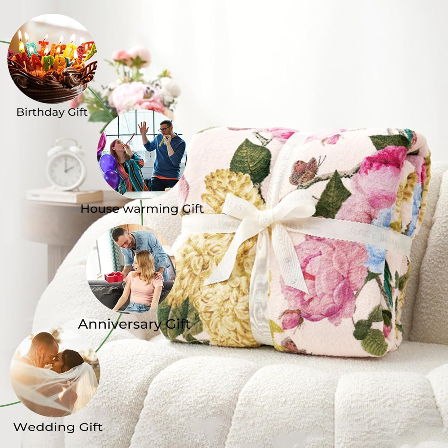 Cartoon Cat Books Throw Blanket, Starry Night Clever White Kitten Blankets for Bedroom Living Room Couch Decor, Fuzzy Cozy Soft Lightweight Throws, Gifts for Book Lovers Kids Boys, 50x60 in