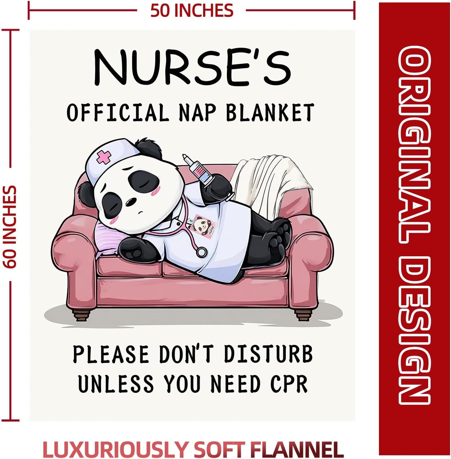 Nurse Appreciation Gifts for Women, Nurses Week/Day Gift for Her, Nursing Graduation Gifts - Funny Flannel Panda Blanket, LPN RN Birthday Gift for Nurses Practitioner Nursing Student, 80" x 60"