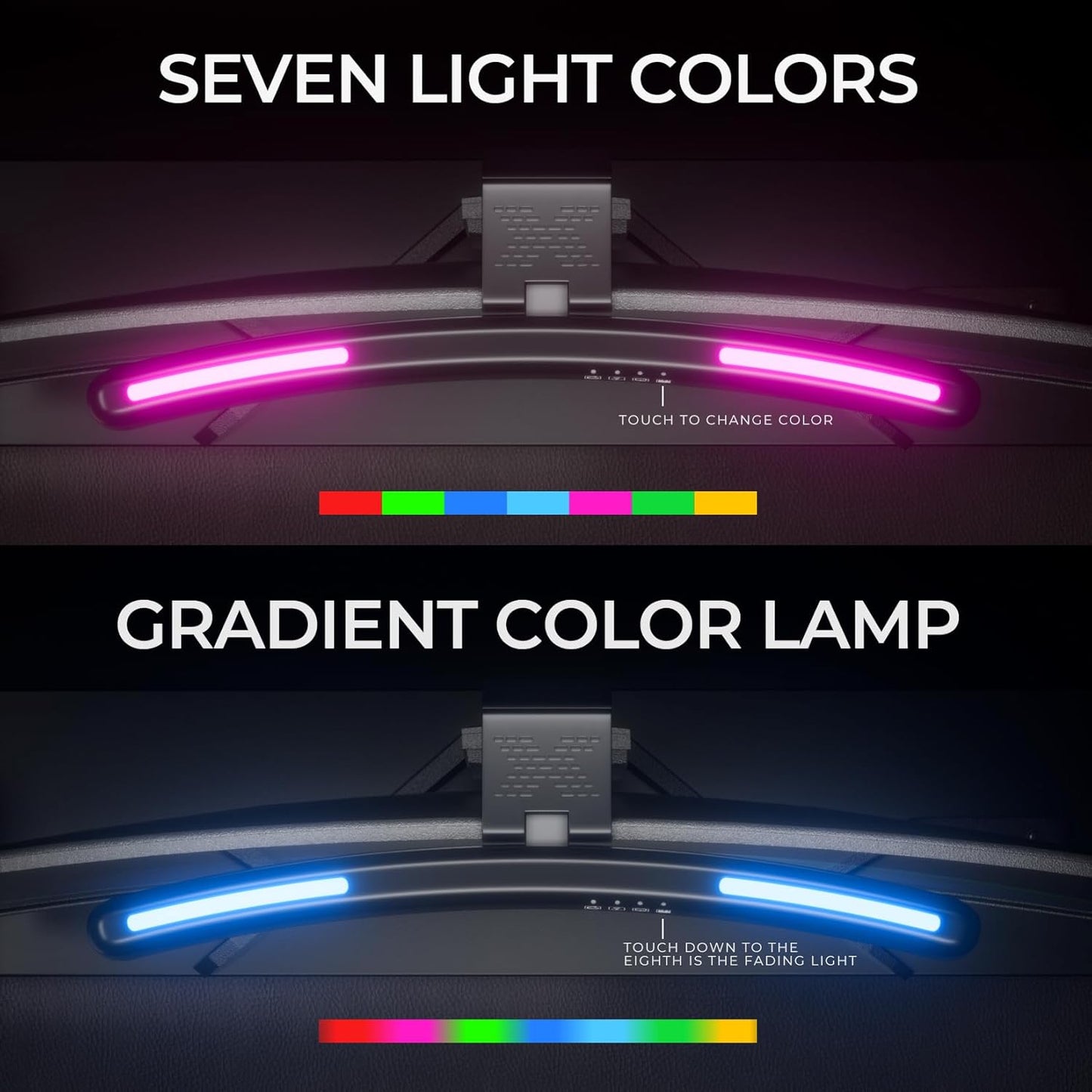 Monitor Light Bar Curved, RGB Backlight, Computer Screen Lamp for Eye Care, Dual Light Mode with Touch Control Timed, Gaming Accessory, Radius of Curvature 1500 mm