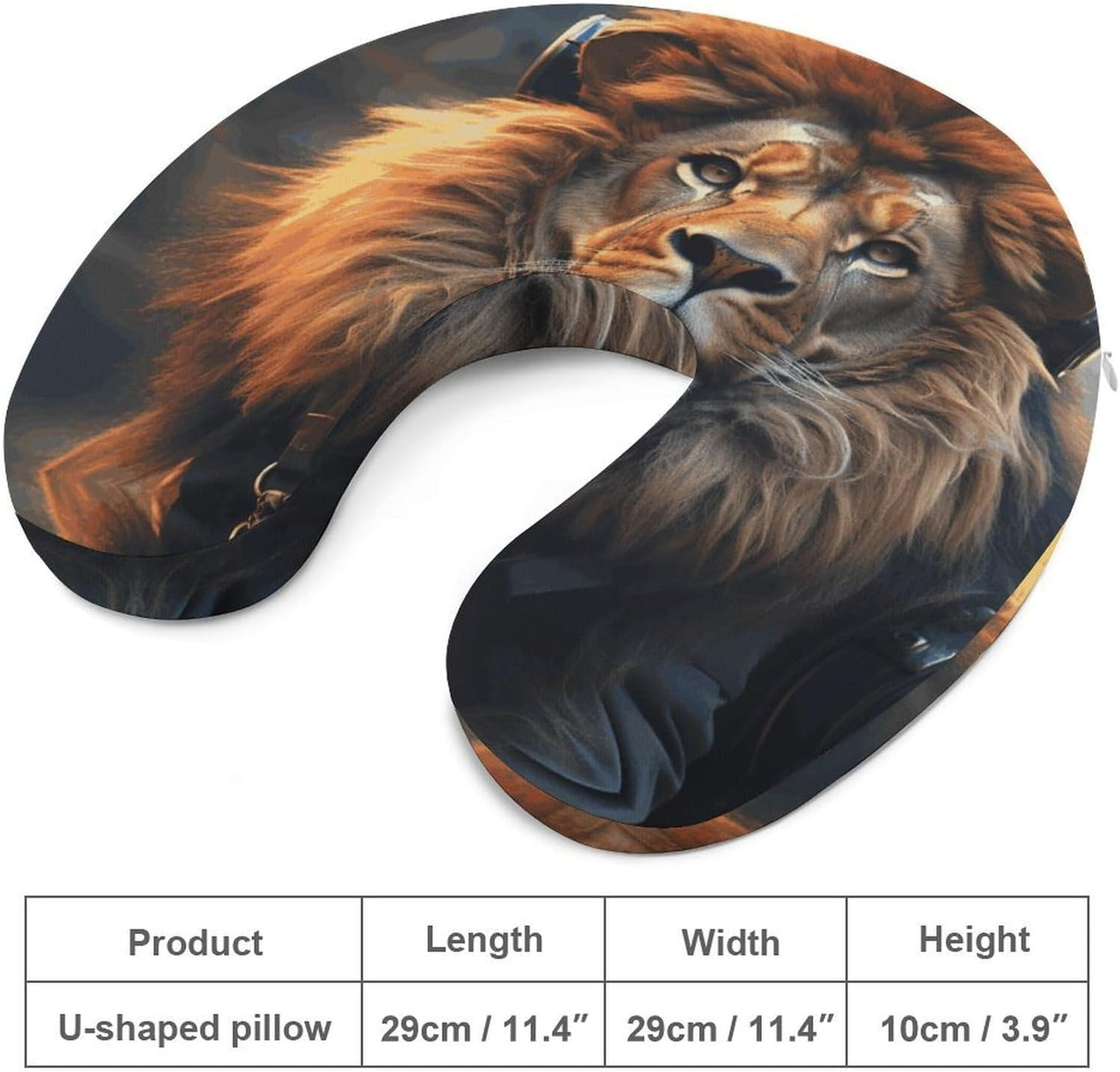 SciFi Lion Neck Pillow Memory Foam U Shaped Pillows Portable Pillows for Shoulder Travel Head Support Pillow with Concealed Zipper for Airplane Car Home Office