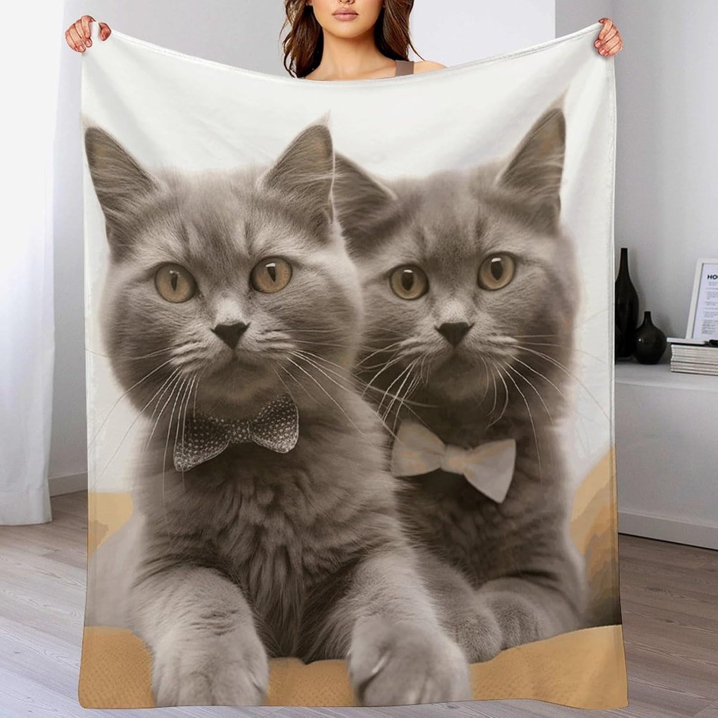 Funny Cats Throw Blanket for Couch Super Soft Warm Lightweight Throw Blankets Cozy Flannel Bed Blanket Cute Decorative Blankets for All Seasons Home Decor Gift 40"*50" （100 * 130cm）