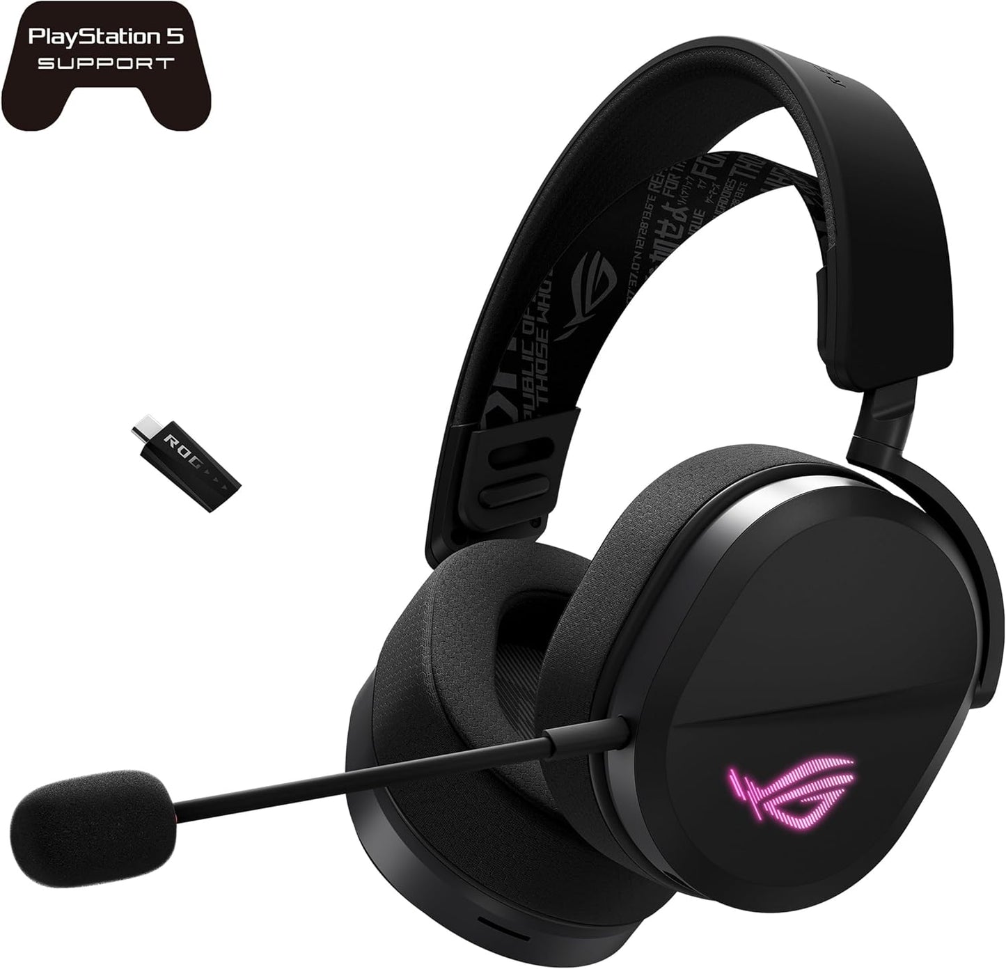 ASUS ROG Pelta Wireless Gaming Headset with Detachable Mic – Tri-Mode (BT, 2.4GHz, USB-C) 50mm Titanium-Plated Drivers, 70Hr Battery, Ergonomic, Lightweight, for PC, PS5, PS4, Switch, Mobile - Black