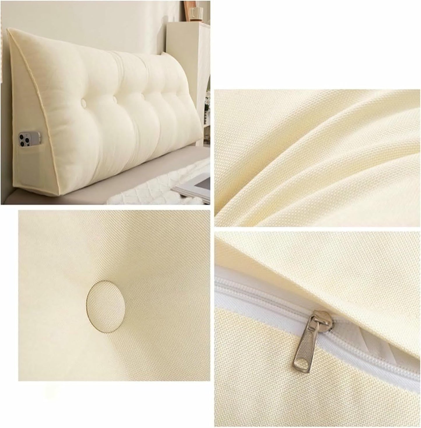 Solid Color Headboard Pillow Wedge Reading Pillow Linen Backrest Reading Rest Pillow, Queen Headboard Pillow, Back Support Back Positioning Cushion