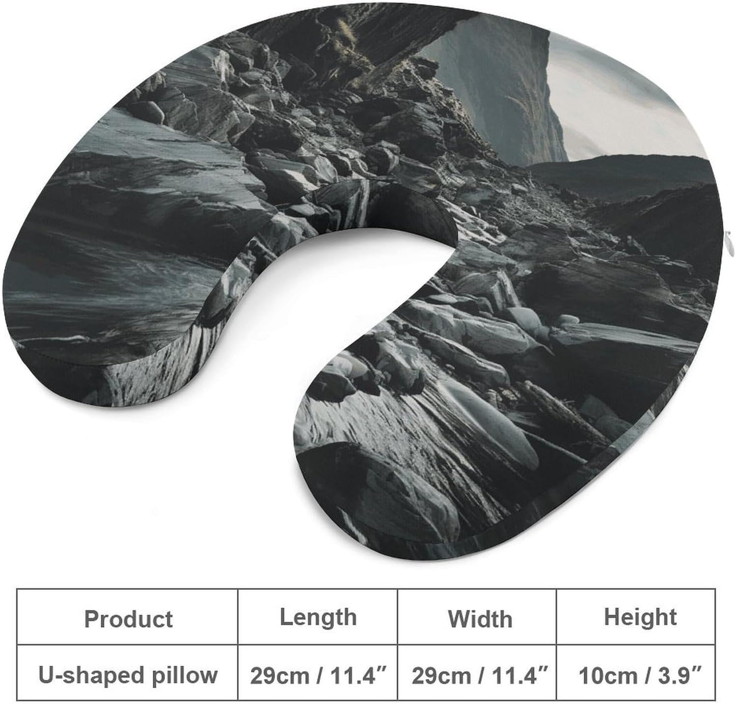 River and Gray Rocks Neck Pillow Memory Foam U Shaped Pillows Portable Pillows for Shoulder Travel Head Support Pillow with Concealed Zipper for Airplane Car Home Office