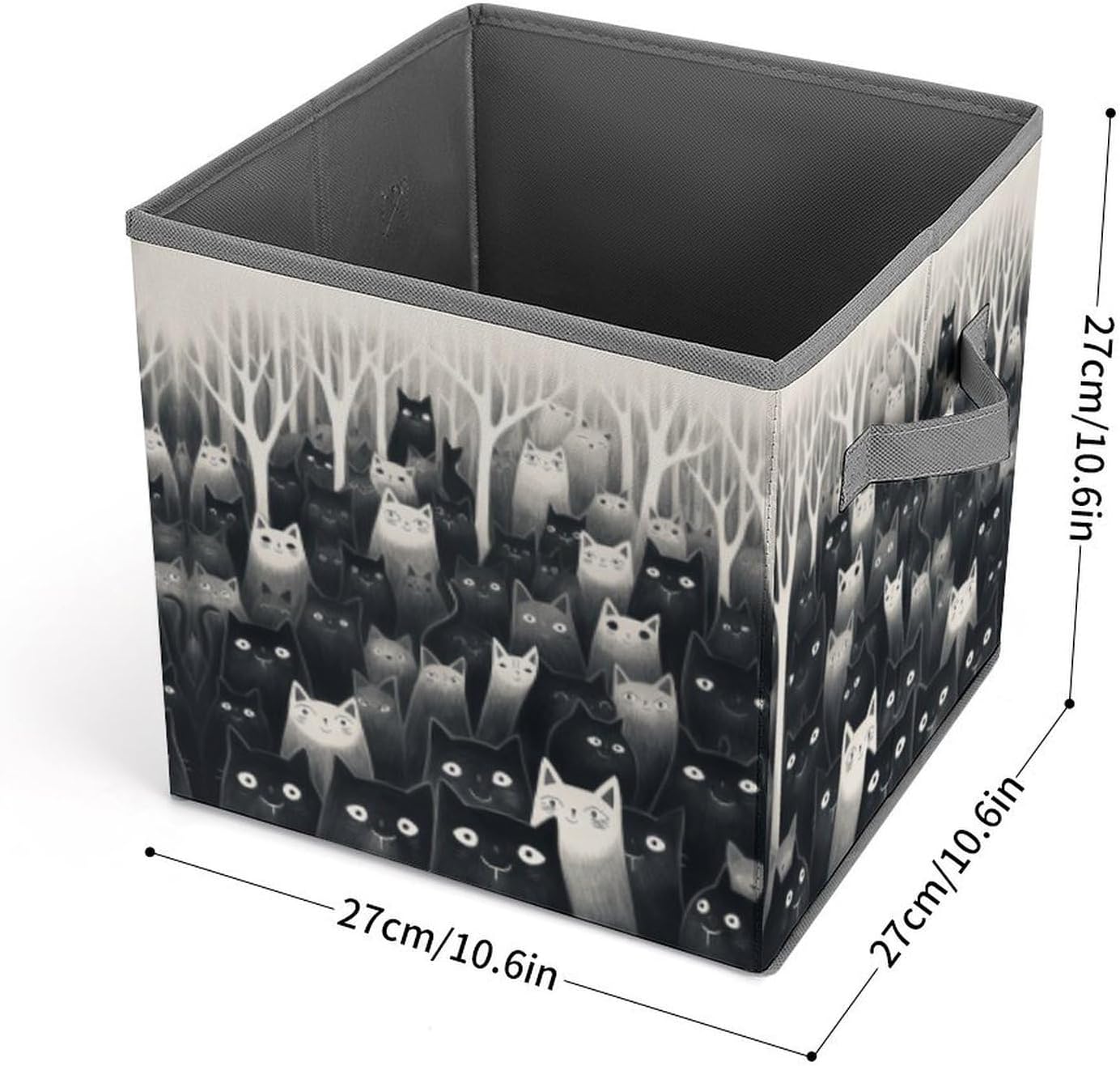 Black Cats Storage Bins with Handles Fashion Large Storage Cubes Sturdy Foldable Storage Boxes Space-Saving Storage Baskets for Home Office Clothes Closet Organizers