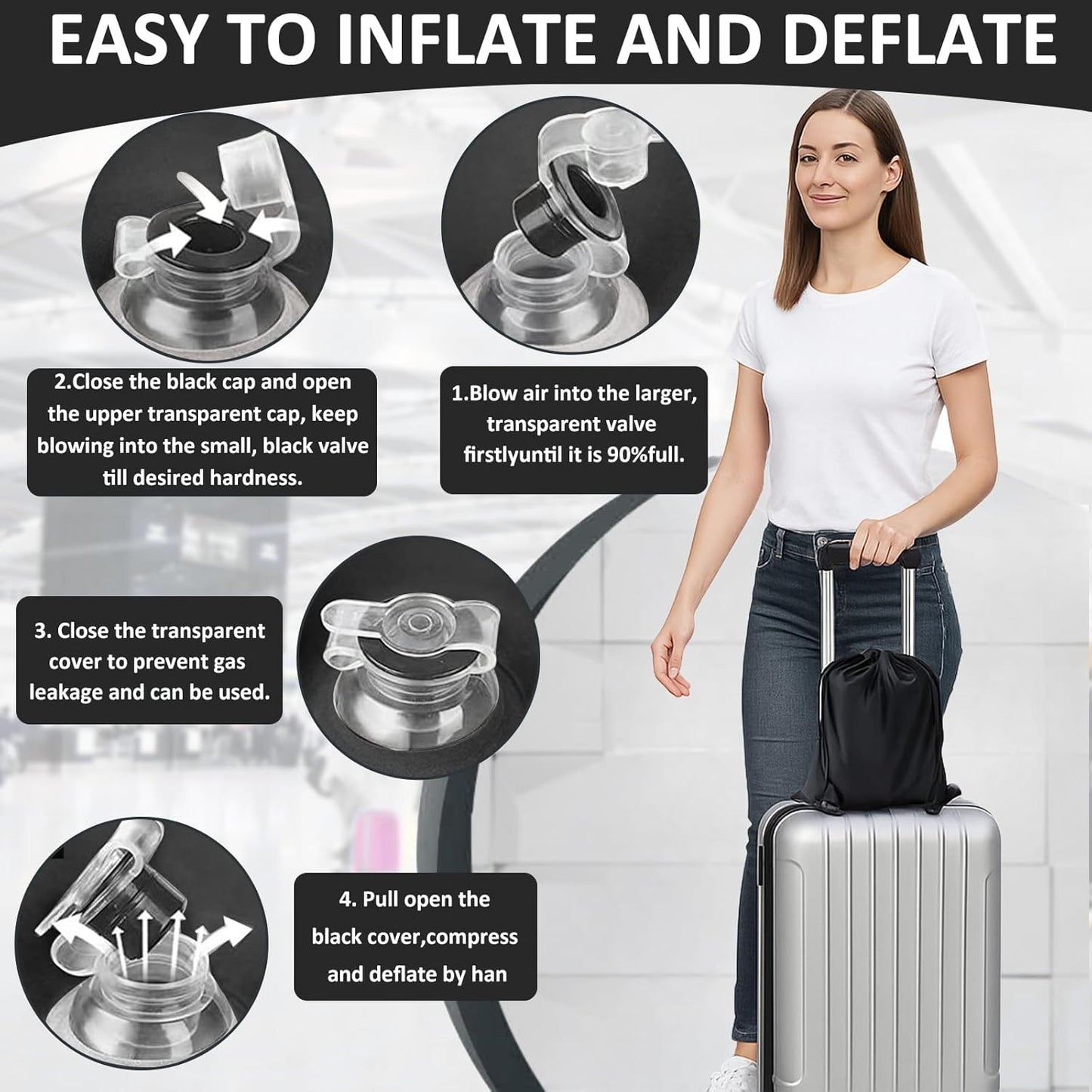 Inflatable Wedge Pillow for Leg Swelling – Leg Support Pillowfor After Surgery & Circulation,Hip,Inflatable Leg Elevation Pillow with Adjustable Silk Sleep Mask for Travel,Reading,Bed & Sofa Comfort