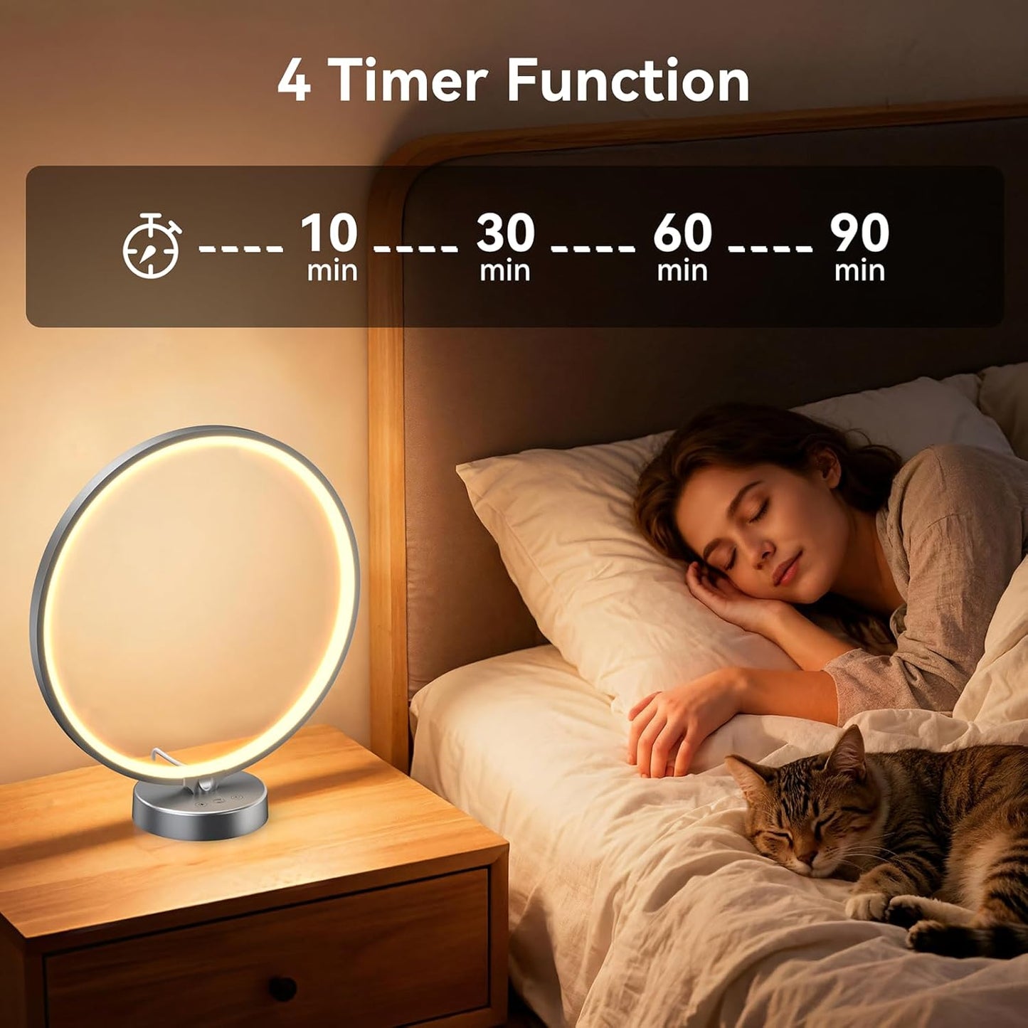 Light Therapy Lamp - 2 in 1 Desk Lamp 10000 Lux Sun Lamp with Dual Controls, 4 Timer, Dimmable, 3 Color Temperatures - Artificial Sunlight Happy Light Box