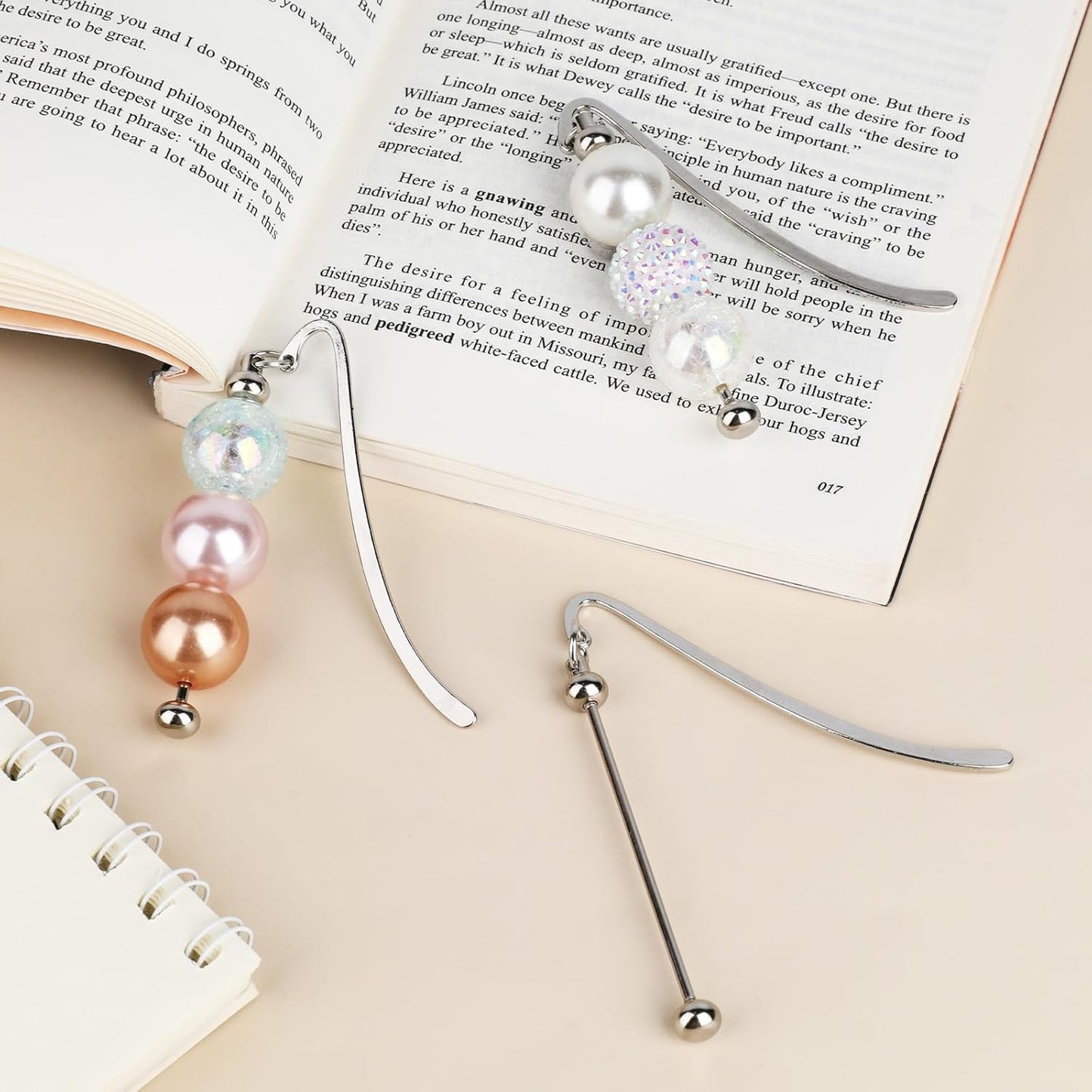 12 Pcs Beadable Bookmarks Bulk DIY Metal Blank Bookmarks to Decorate Beadable Items Beaded Craft Jewelry Bar Pendant Charm Gifts Office Supplies for Book Lover (Silver)
