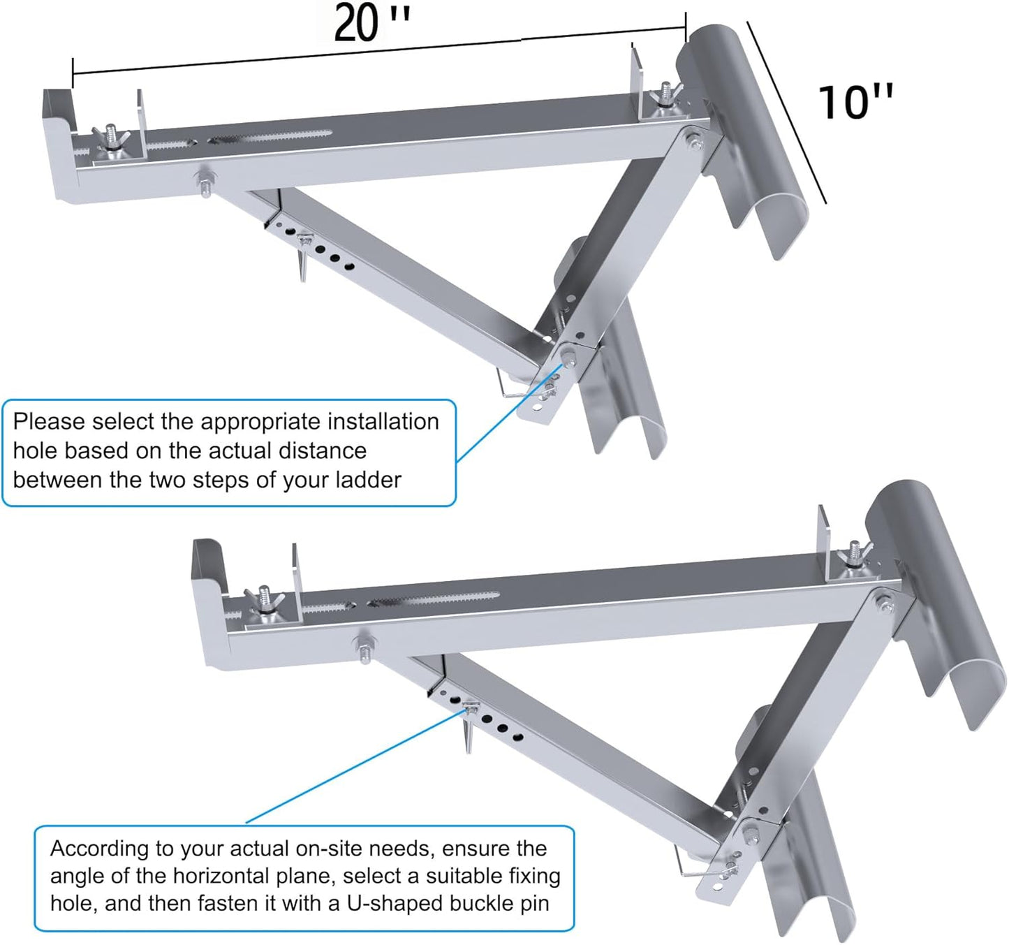 Ladder Jacks 2 Pack for Metaltech Scaffolding Platform,Two-Rung Short Body Extension Ladder Jack for Working Stage,2024 Upgrading Design & Strengthen Stability. (1 Pair)