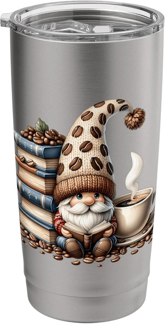 Librarian Gnome Love Reading Books Coffee Mug For Teacher Stainless Steel Insulated Tumbler
