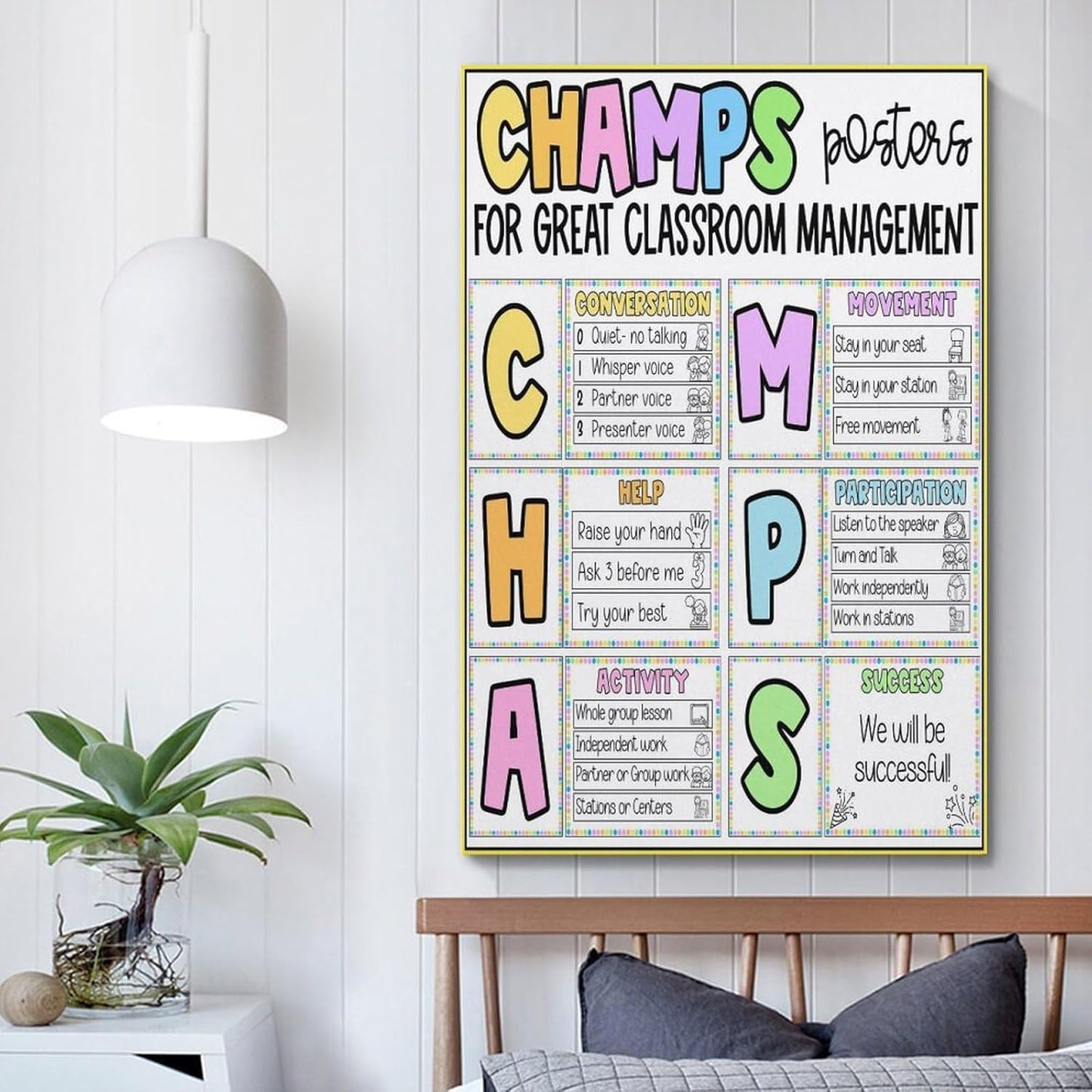 Ouyniei CHAMPS Posters Classroom Management Back to School Canvas Painting Posters Poster Wall Art Canvas Aesthetic 16x24inch(40x60cm) Unframe-style