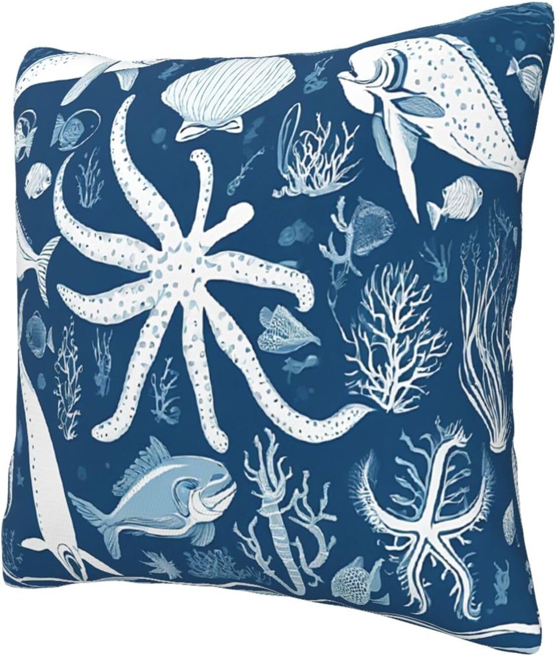 All-Season Square Pillow Covers 18"X18", Sea Animals, Decorative Throw Pillow Covers for Sofa Bed Couch, Hidden Zipper Cushion Cover, Square Lumbar & Accent Pillowcases for Home Decor