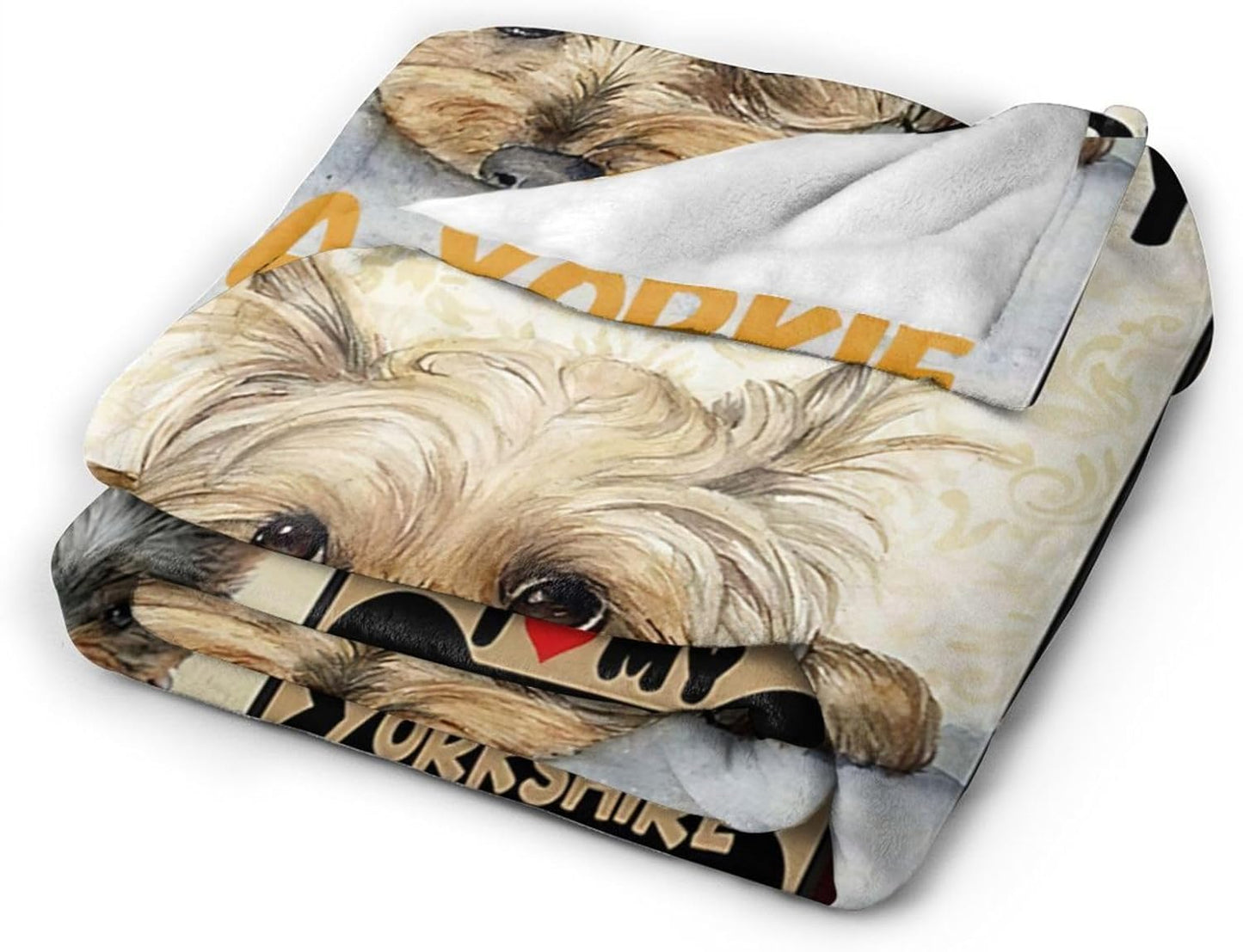 Funny Dog Blanket Soft Warm Cute Kawaii Yorkshire Terrier Dog Plush Throw Blanket Cozy Lightweight Flannel Bedding Decor Fleece Blanket Gifts for Girls Boys Kids Women 40"x50"