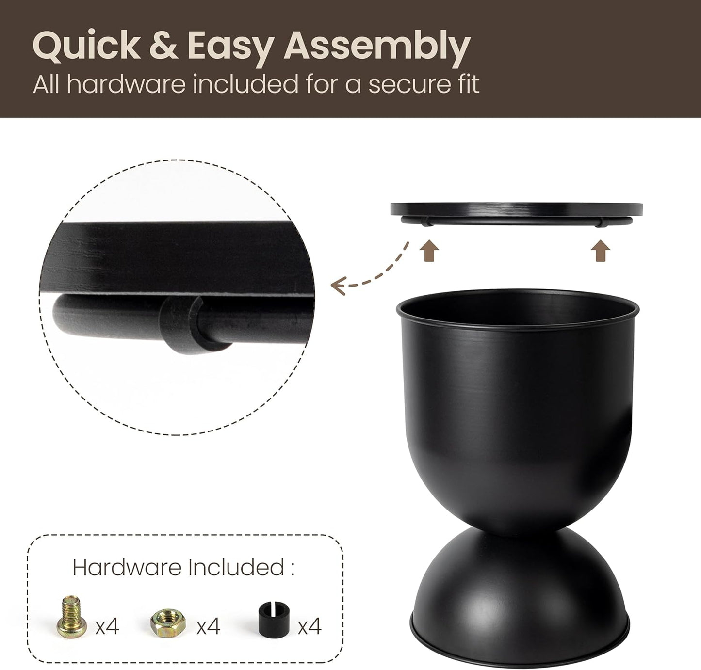 AELS Mid Century Modern Storage Drum Side Table, 12.5" Wide Black Metal End Table with Removable Lid, Accent Table for Living Room, Bedroom or Entryway