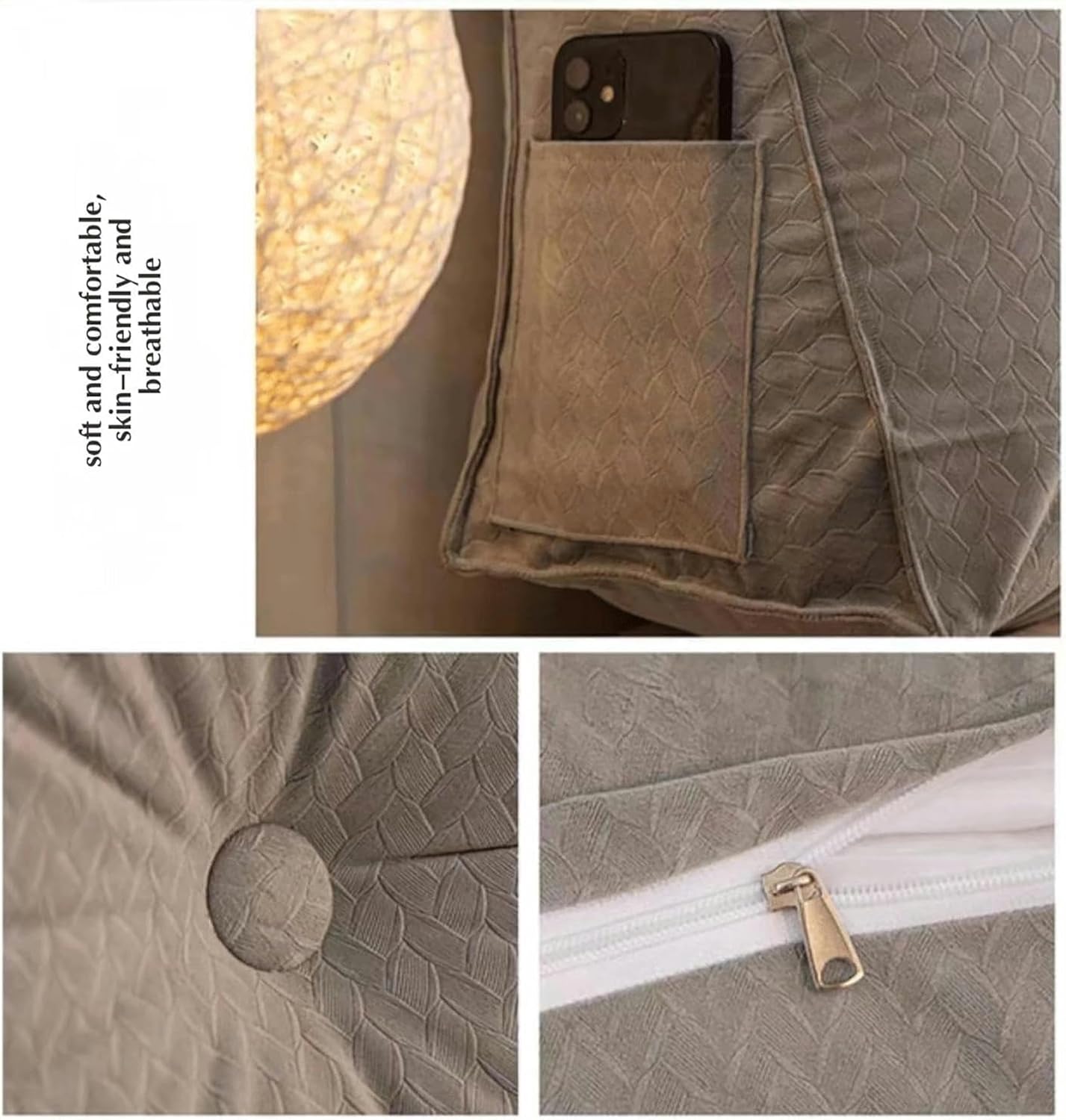 Wedge Body Positioners Pillow Reading Bedrest Throw Pillows Large Bolster Headboard Back Support Lumbar Cushion Pillow for Daybed with Removable Cover(Size:80 * 20 * 50 cm,Color:Silver Gray)