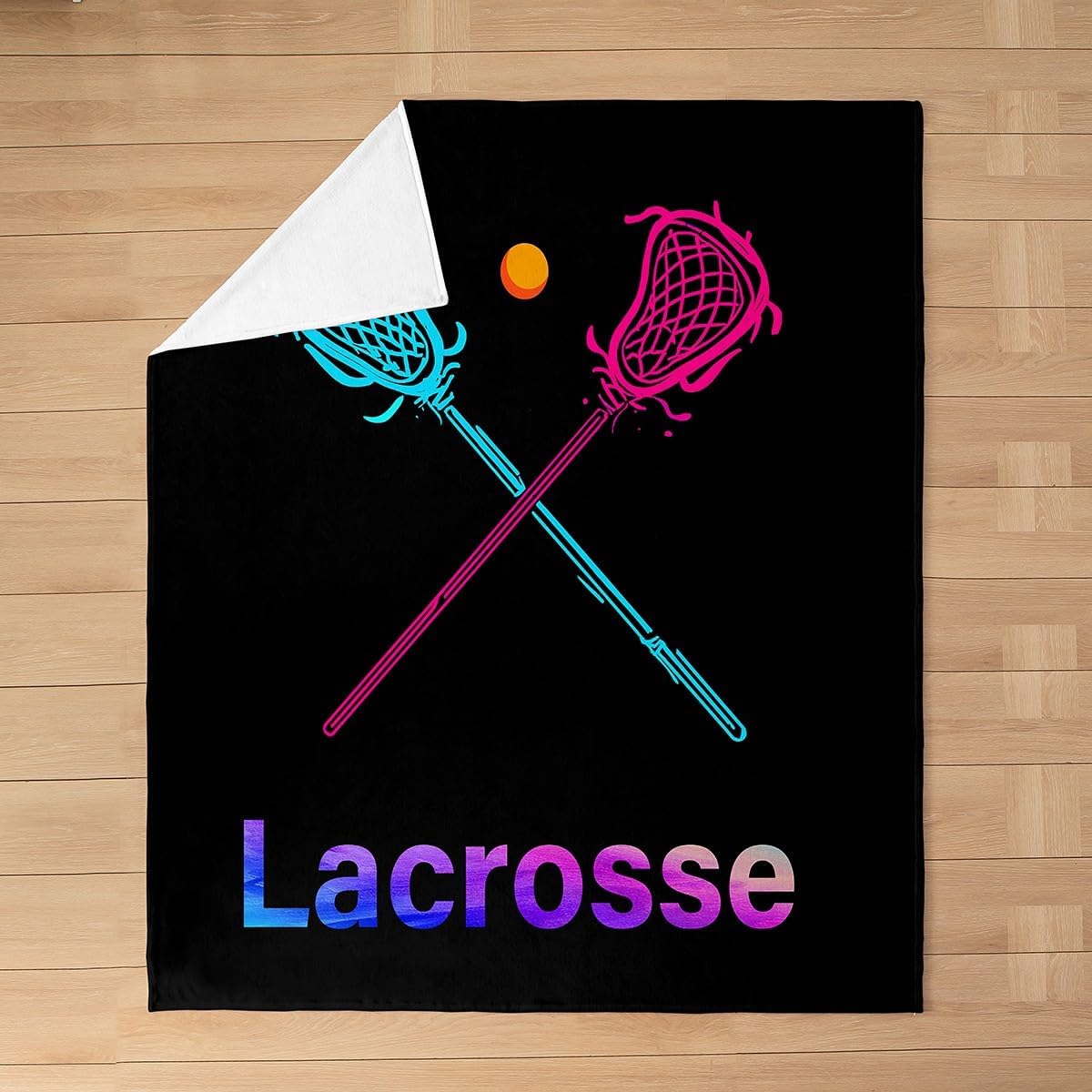 Feelyou Lacrosse Plush Throw Blanket, for Sports Games Flannel Fleece Blanket Lacrosse Player All Season,Bed Blanket Room Decor Puck Hockey Tie Dye Throw 50"x60"