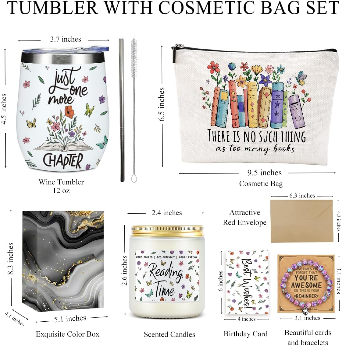 Book Lovers Gifts, Book Accessories, Bookish Gifts, Friendship Gift for Women Friends Reader Books Lovers Bookworms Librarian Teacher Christmas Appreciation Graduation Birthday Gift Basket Set