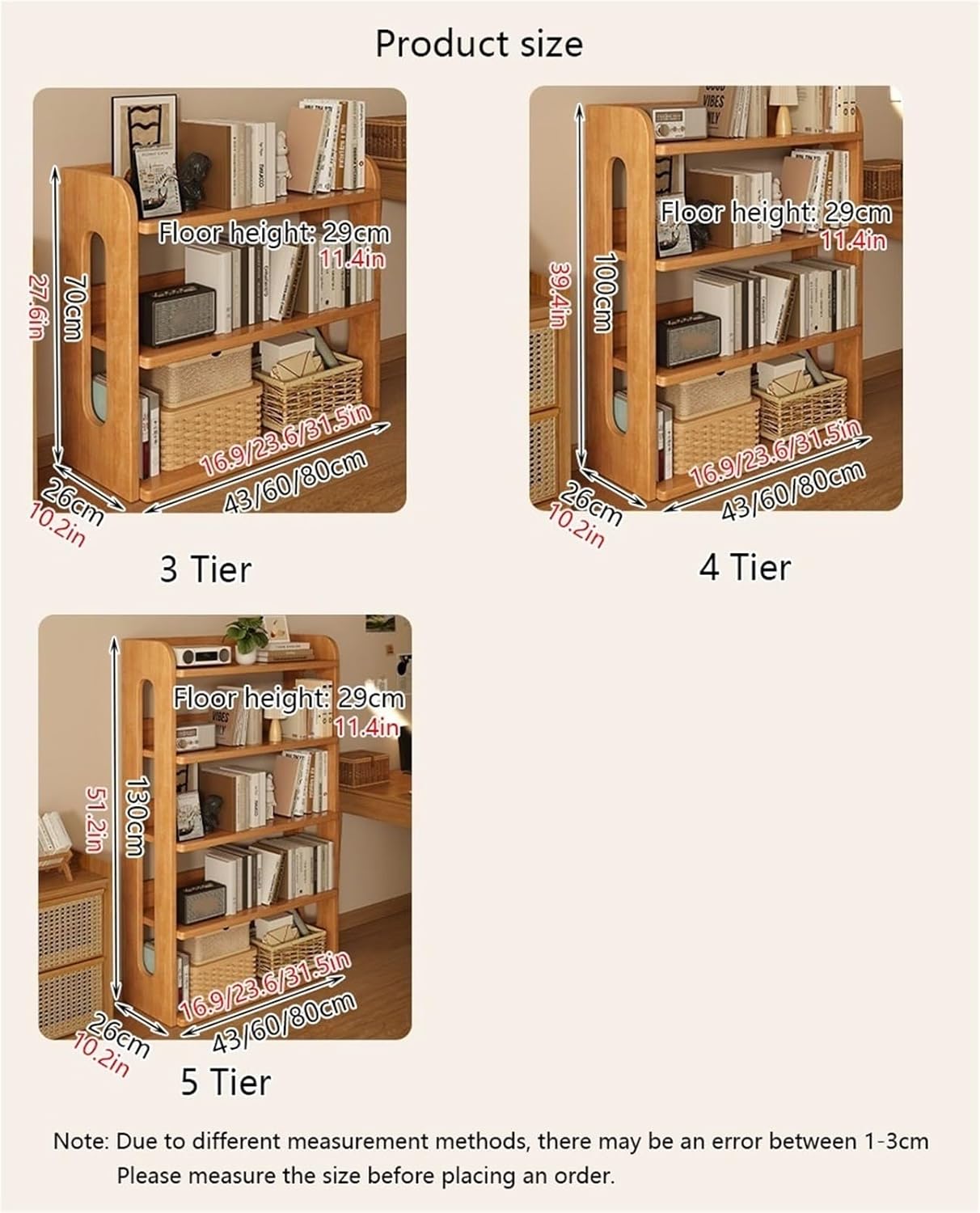 Modern Solid Wood 5-Tier Corner Bookshelf, Floor-Standing Narrow Bookcase for Living Room, Study & Office - Open Design, Minimalist Style Storage Solution (W43 cm)