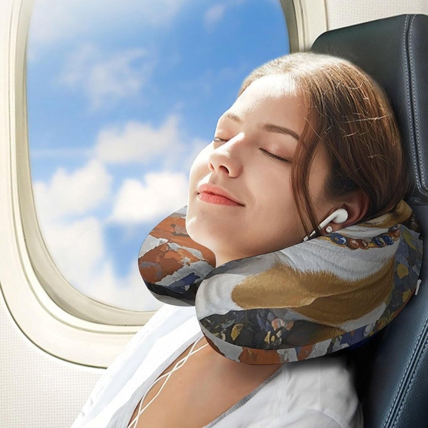 English-Bulldog Neck Pillow Memory Foam U Shaped Pillows Portable Pillows for Shoulder Travel Head Support Pillow with Concealed Zipper for Airplane Car Home Office