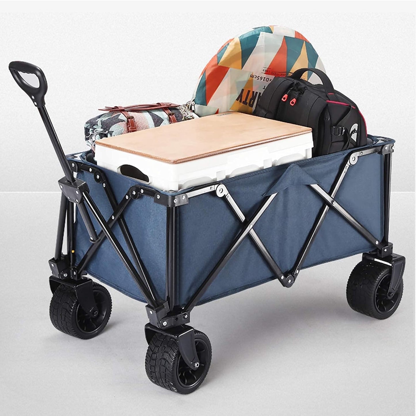 Shopping Cart,Collapsible Folding Outdoor Utility Wagon,Heavy Duty Garden Cart,Adjustable Handl-Shopping Beach Outdoors,Brown(Navy Blue)(Wine Red)/Wine Red