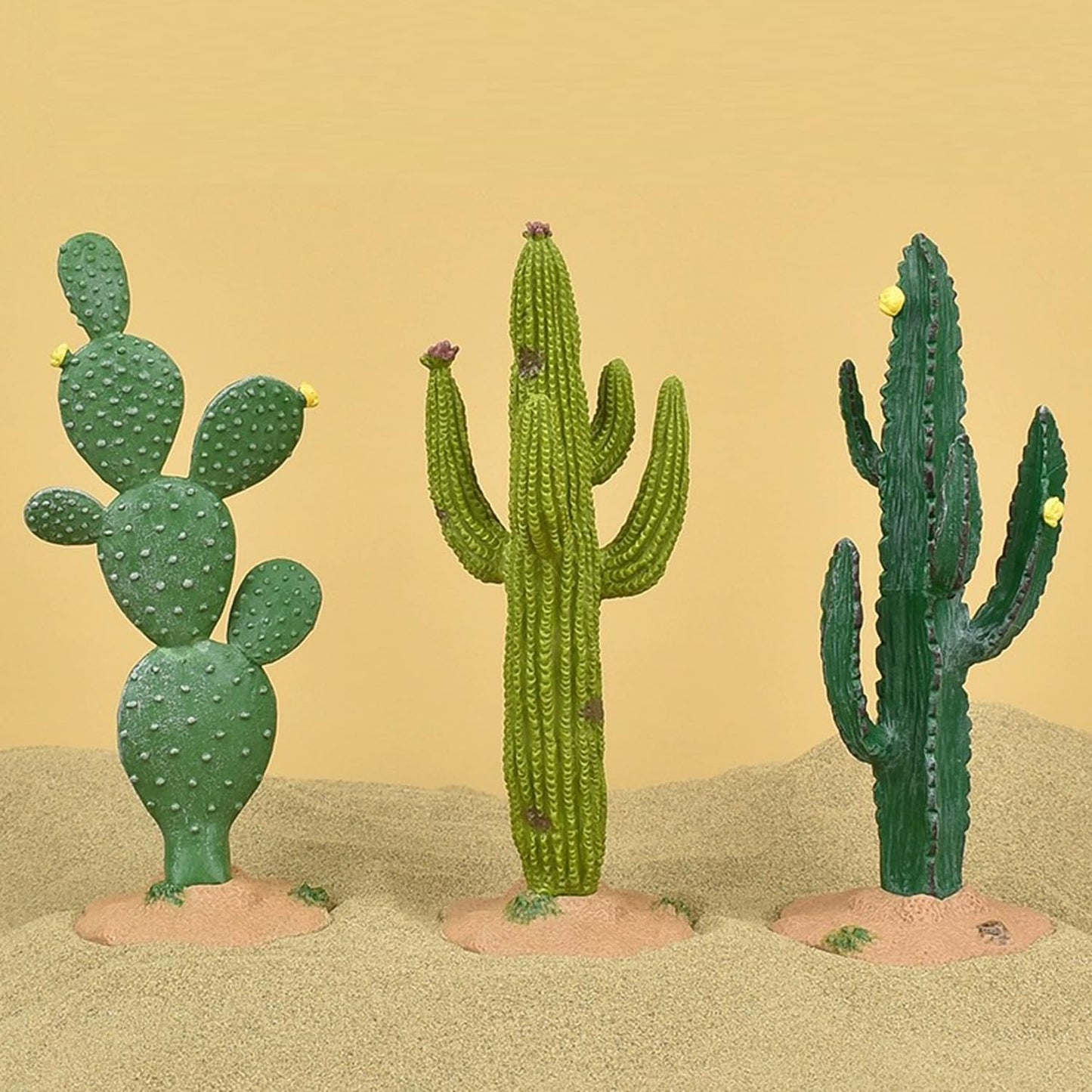 3pcs Green Simulated Cactus Artificial Sand Decoration - Decorative Fake Cactus Plant Table Decoration