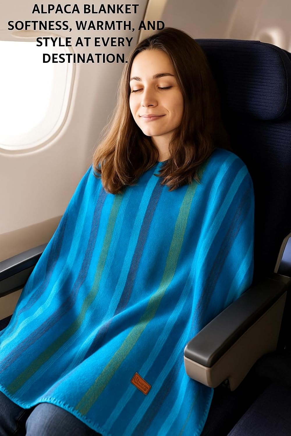 Alpaca Wool Blanket – Naturally Warm and Ultra-Soft Comfort – 95 x 65- Breathable and Hypoallergenic – Non-Itchy Alpaca Blanket, Handwoven, Cozy Feel and Beautiful Natural Texture(Turquoise Blue)