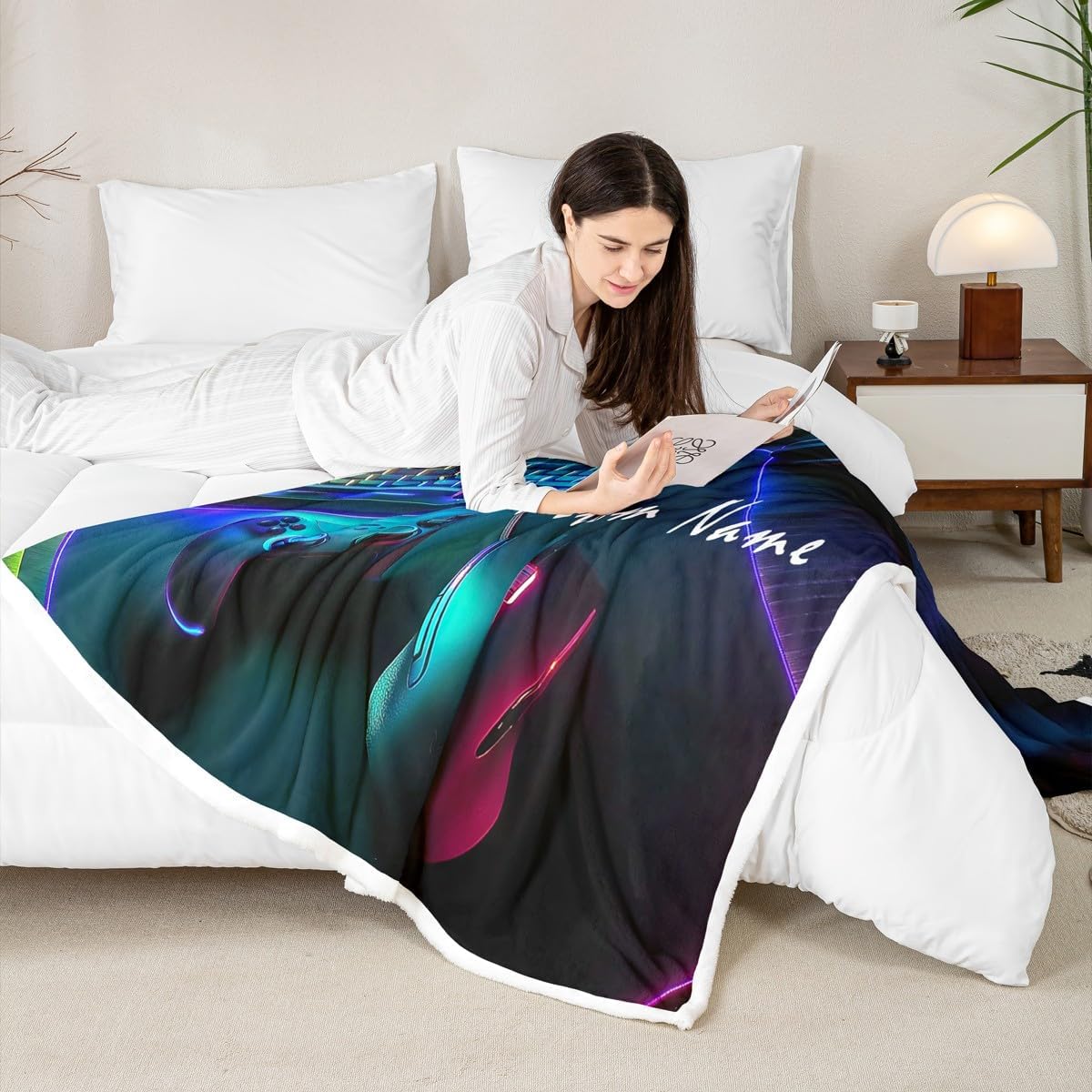 Erosebridal Customizable Gamer Gifts Video Game Room Decor for Boys,Boys Bedroom Decor 60"x80",Gaming PC Gamer Blanket Gaming Throw Blanket Gaming Computer Gaming Room Decor Gamepad Fleece Blanket
