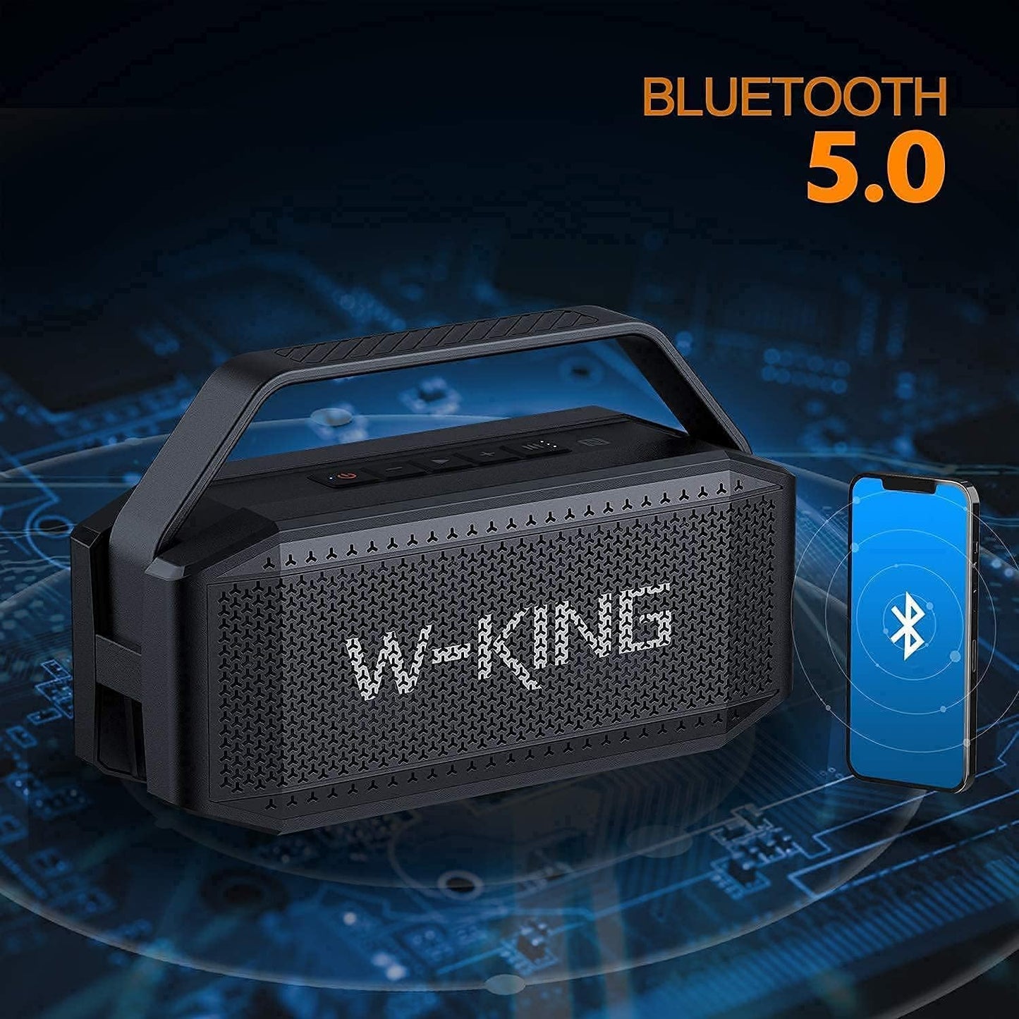 W-KING Loud Bluetooth Speaker, 100W Max IPX6 Portable Outdoor Speakers Bluetooth Wireless/60W Deep Bass Radiator/2 Subwoofer/2 Pairing/40H/TF/AUX/EQ, IPX6 Party Big Large Waterproof Speaker Boombox