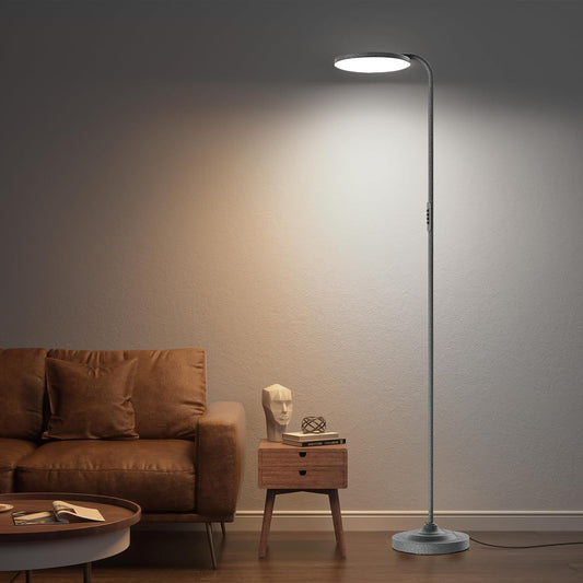 36W LED Floor Lamp, Super Bright Standing Lamp, Modern Stepless Dimmable Torchiere Tall Lamp with Remote Control, 350°Rotating Head Reading Floor Lamp for Living Room, Bedroom, Office