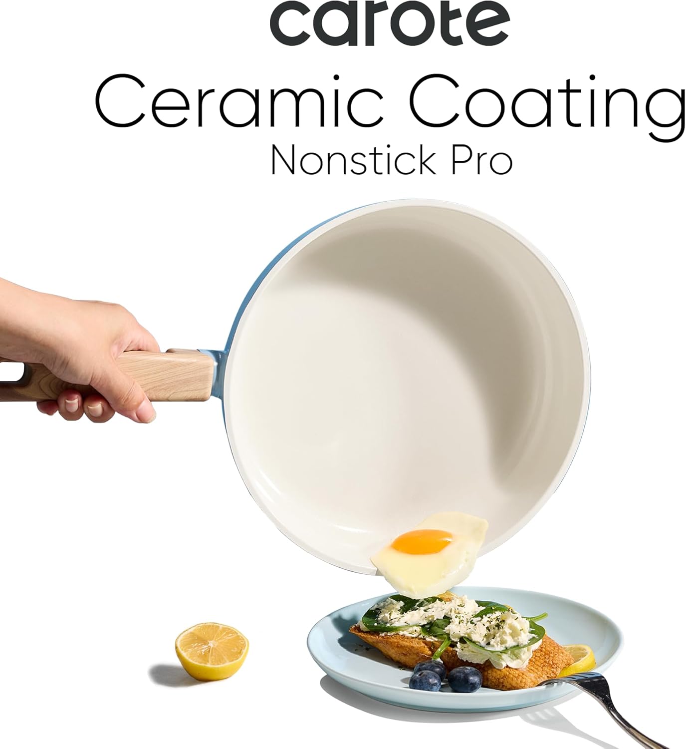 CAROTE 24pcs Ceramic Cookware Set, Pots and Pans Non Stick Kitchen Cookware Sets, Pots and Pans Set Cooking Set with Knife Set