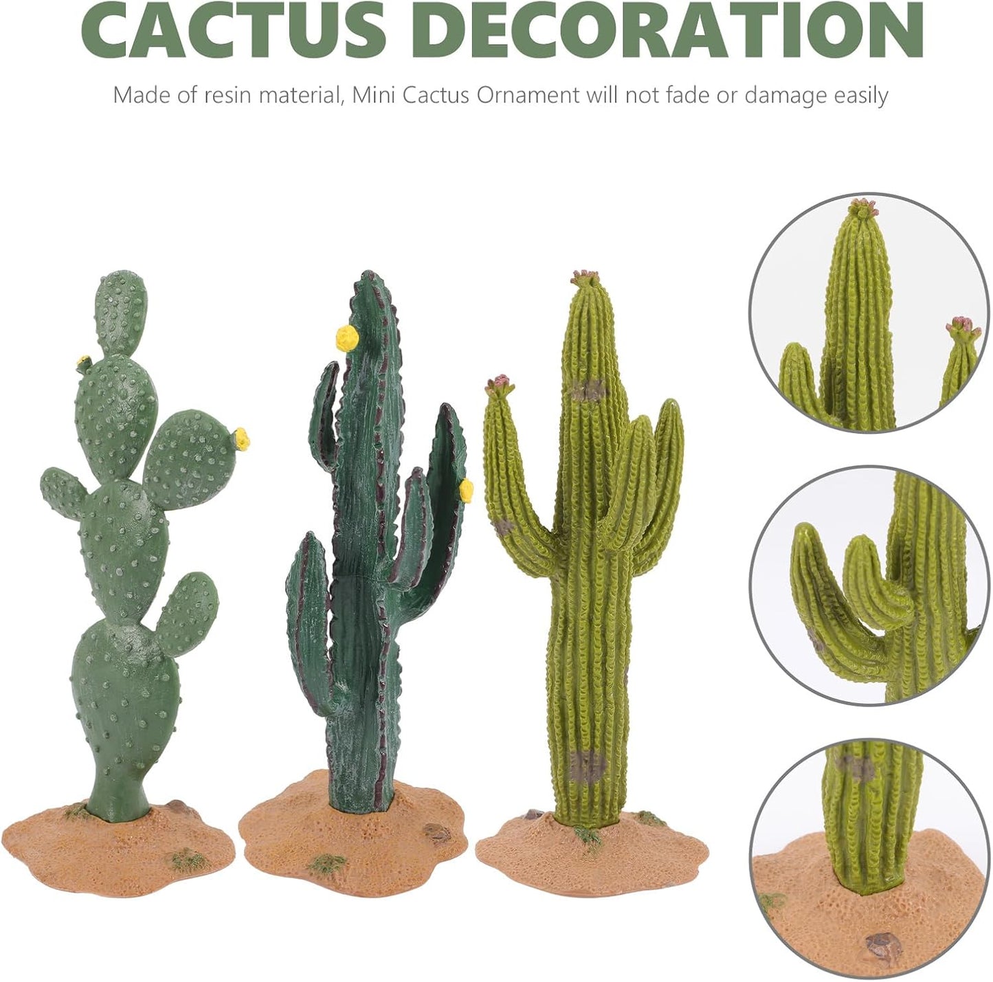 ARTIBETTER 3pcs Artificial Simulated Cactus Artificial Sand Decor Faux Succulent Decor Fake Cacti Plants Table Ornament Centerpieces for Home Office Decoration
