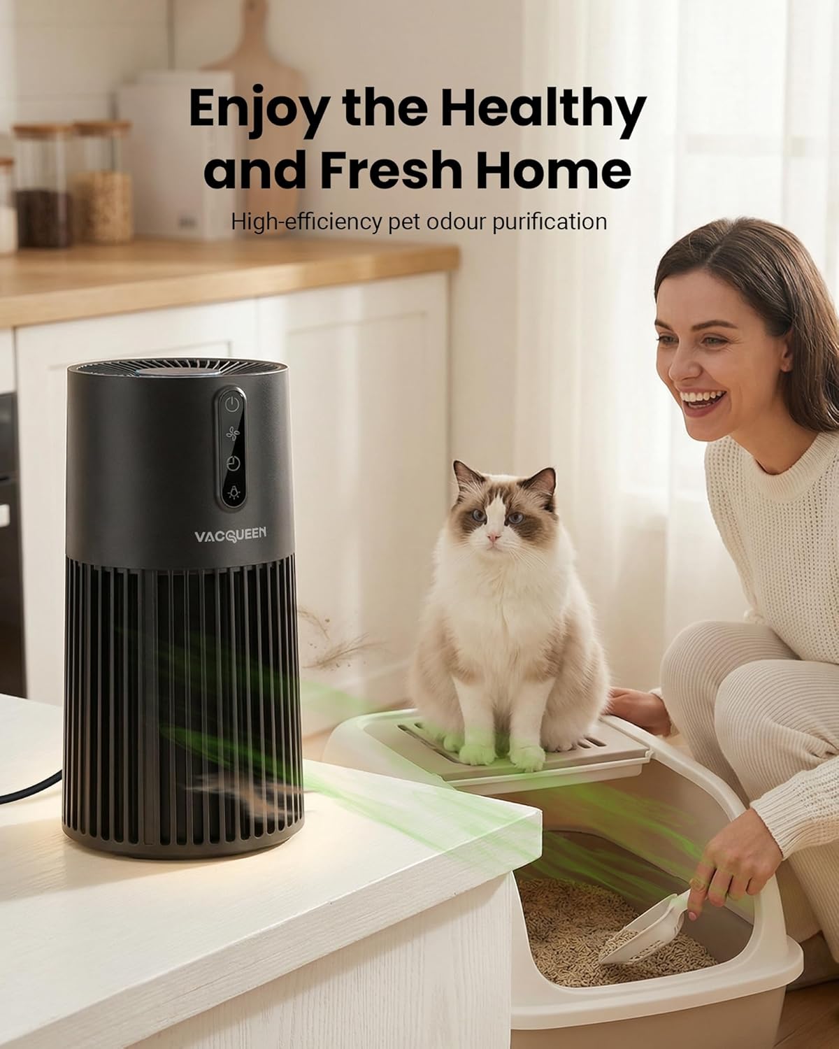 Air Purifiers for Bedroom, Smart WiFi HEPA Air Purifier for Home Pets, Timer and Alexa Control, Cover 1800 Ft², PM2.5 Monitor, Sleep Mode, Washable Filter Air Cleaner for Pet Hair Odors Smoke Dust